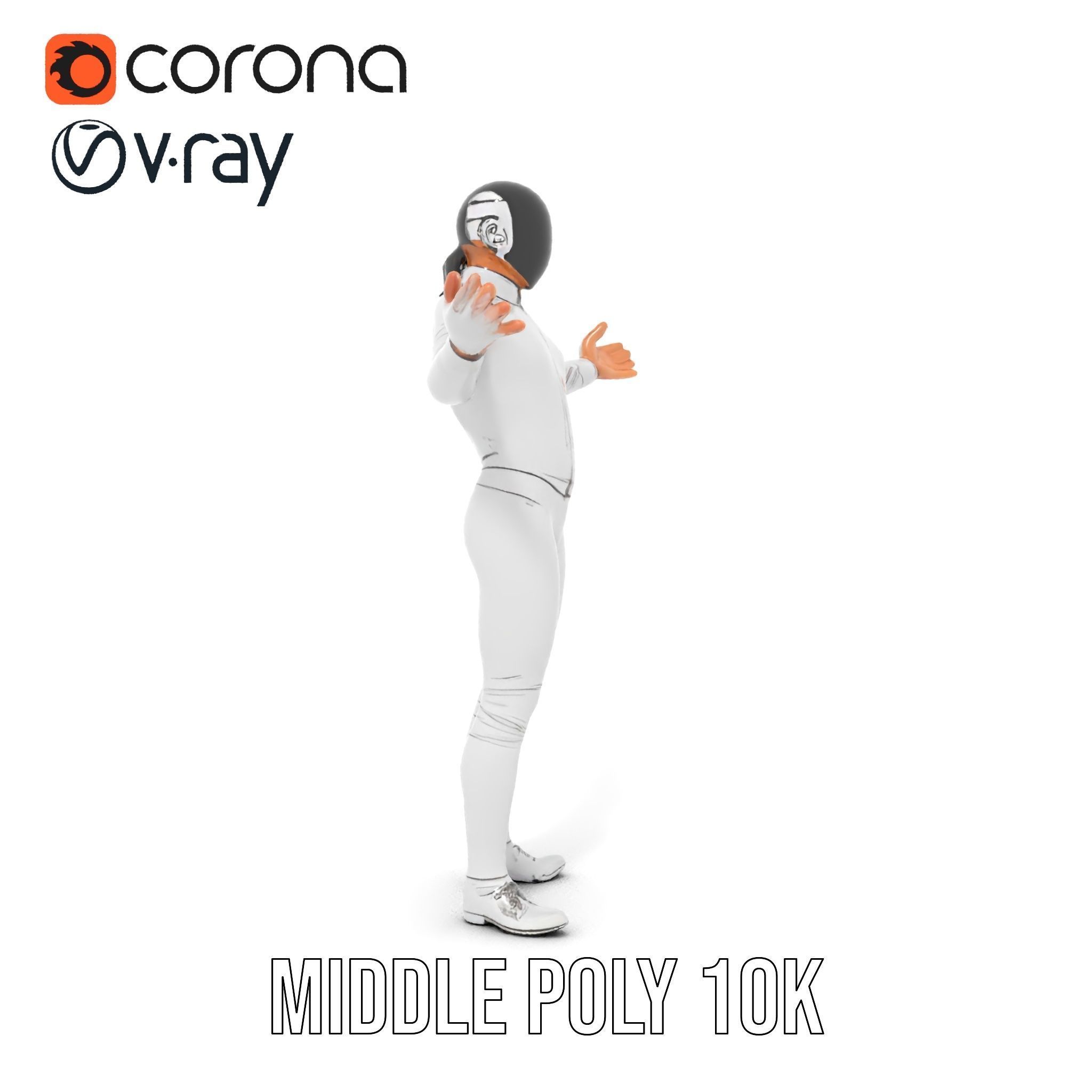 D Fencer Character Rigged and Animated with Fencing Gear Low-poly 3D model_27