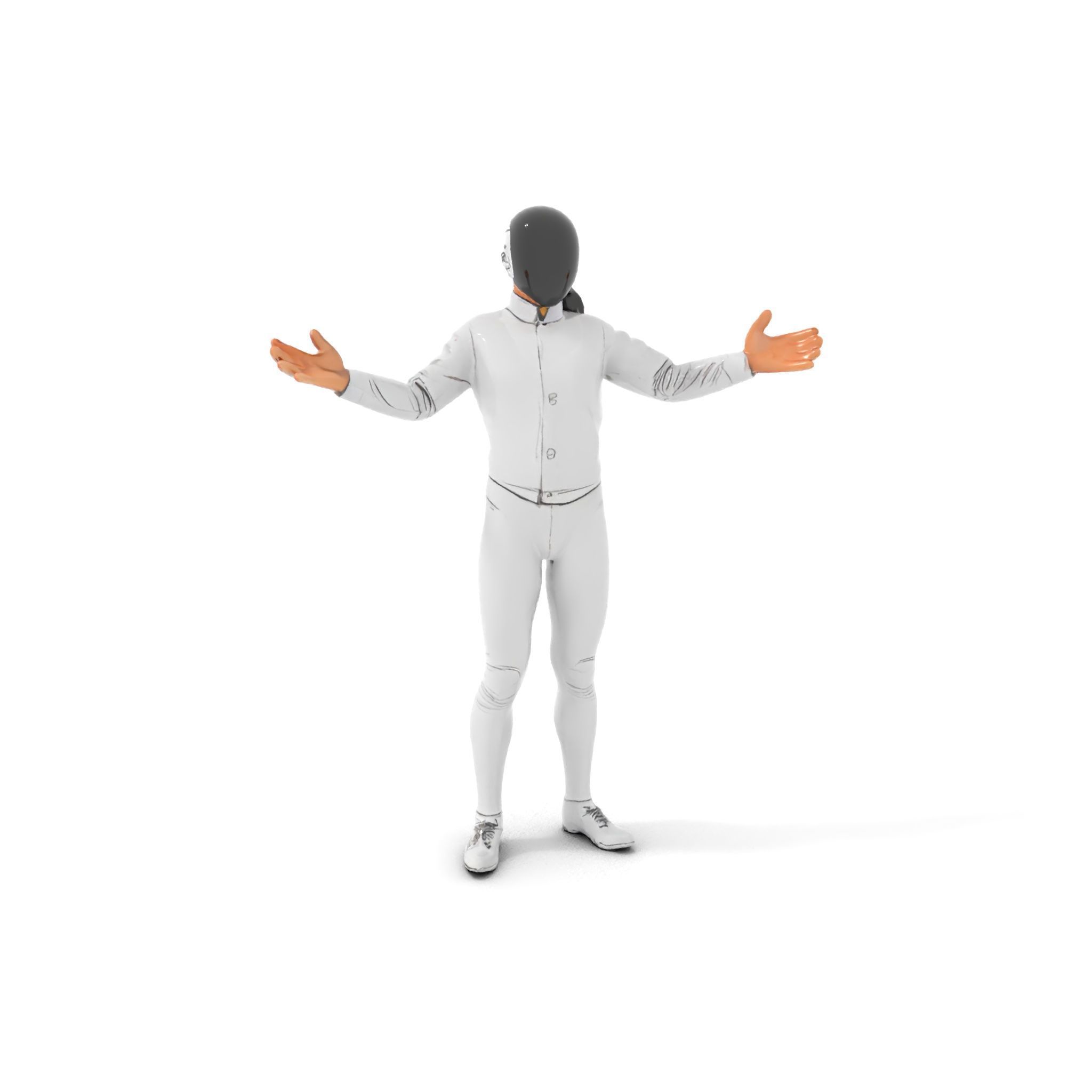 D Fencer Character Rigged and Animated with Fencing Gear Low-poly 3D model_10