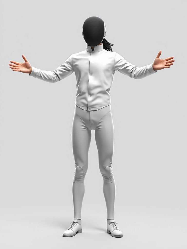 D Fencer Character Rigged and Animated with Fencing Gear Low-poly 3D model_2