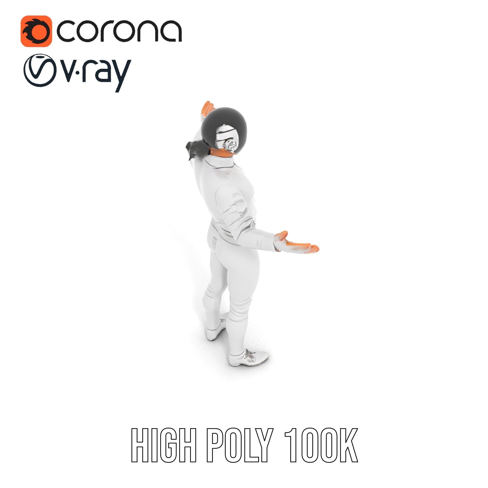 D Fencer Character Rigged and Animated with Fencing Gear Low-poly 3D model_20