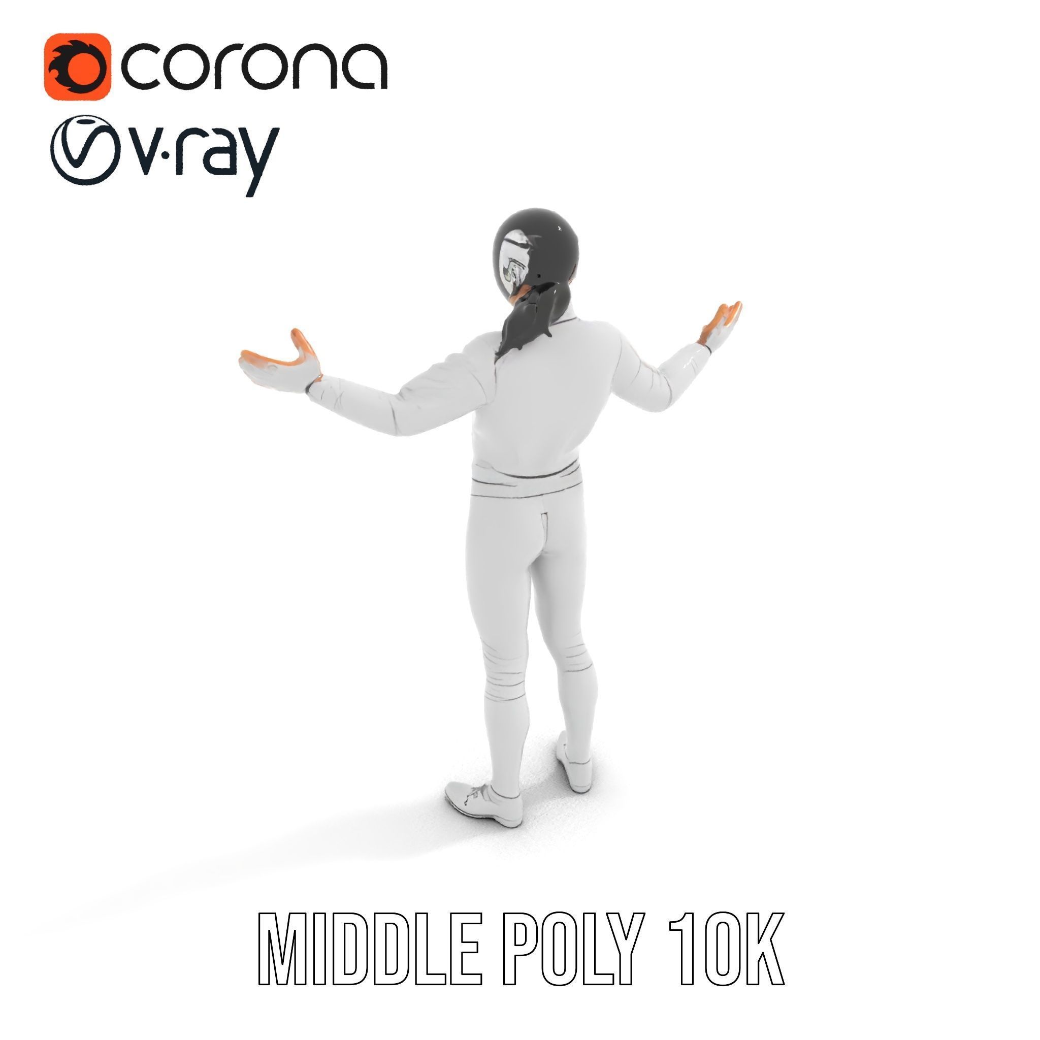 D Fencer Character Rigged and Animated with Fencing Gear Low-poly 3D model_24