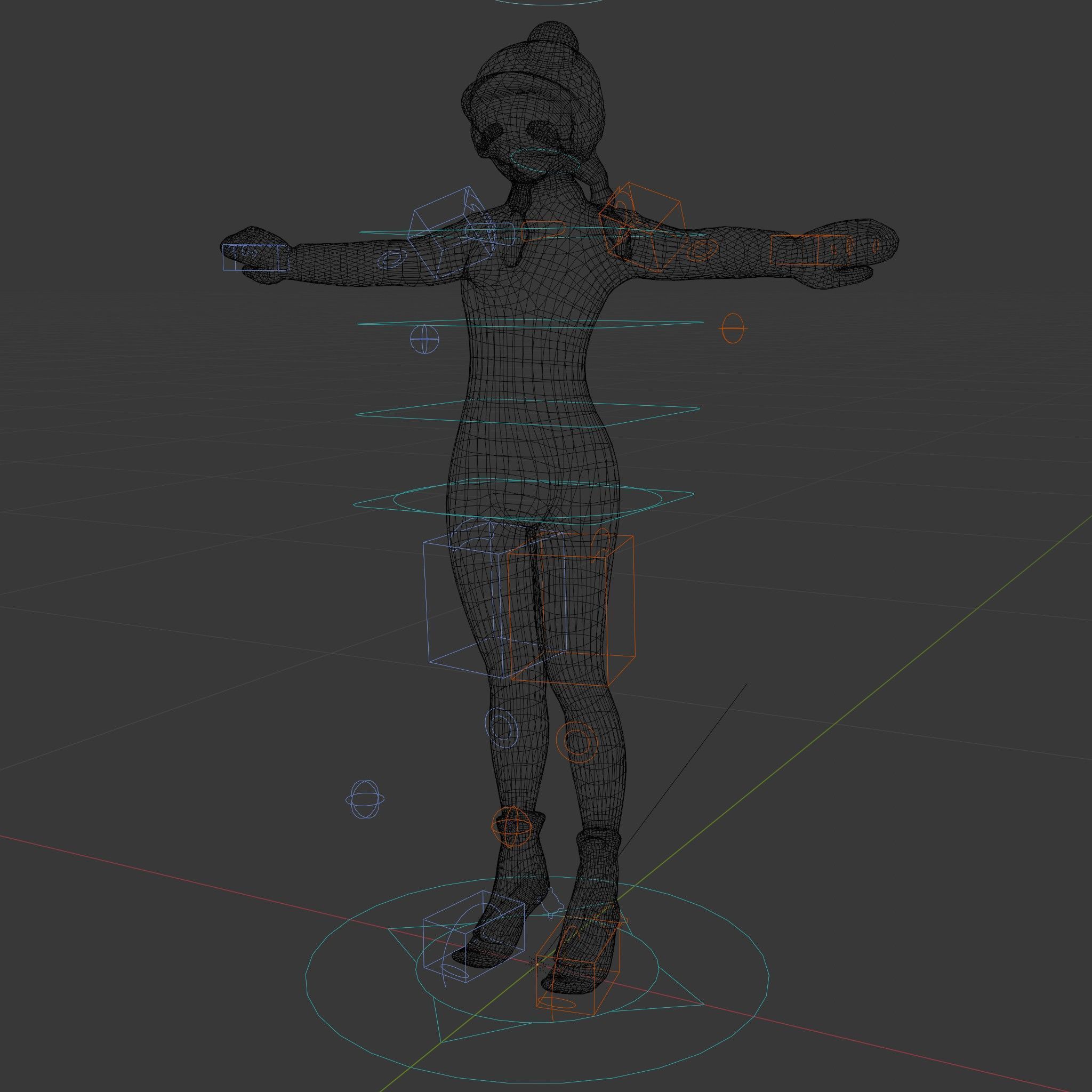 Pink Winter Skater Girl Rigged and Animated Low-poly 3D model_5