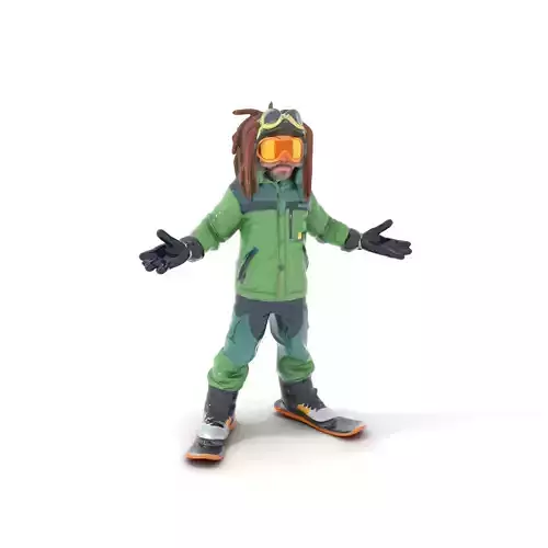 Snowboarder Character Rigged and Animated in Winter Gear