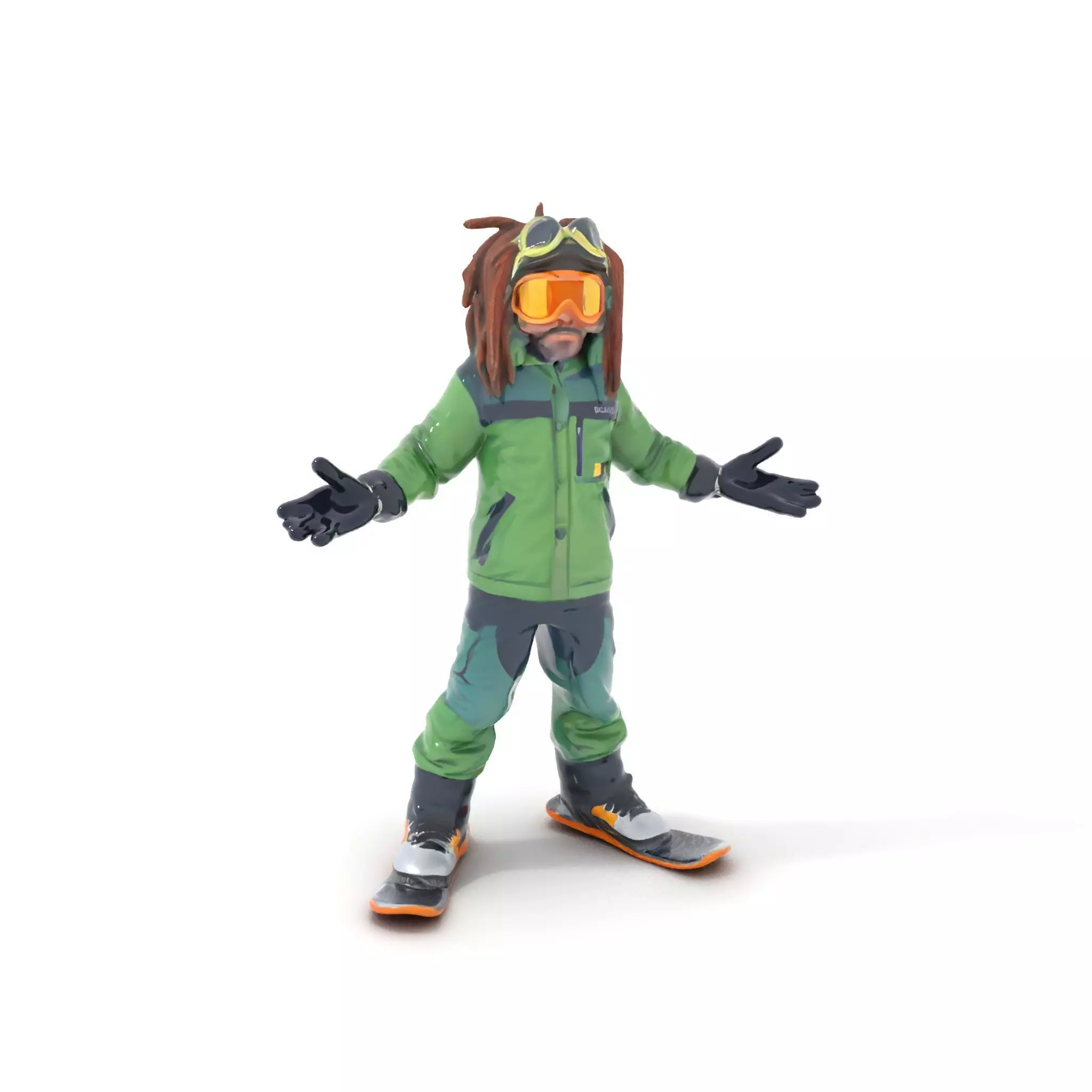 Snowboarder Character Rigged and Animated in Winter Gear Low-poly 3D model_0