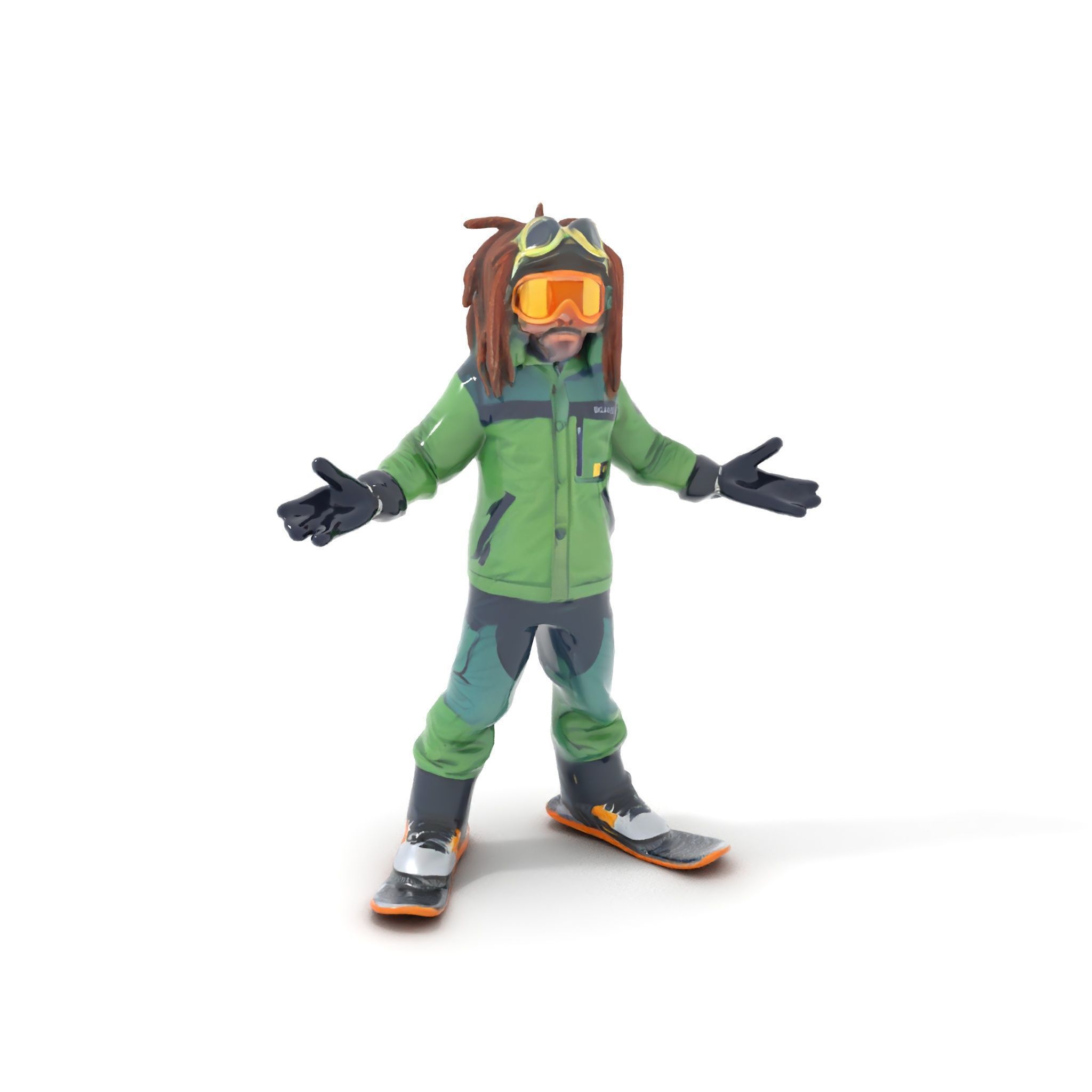 Snowboarder Character Rigged and Animated in Winter Gear Low-poly 3D model_12