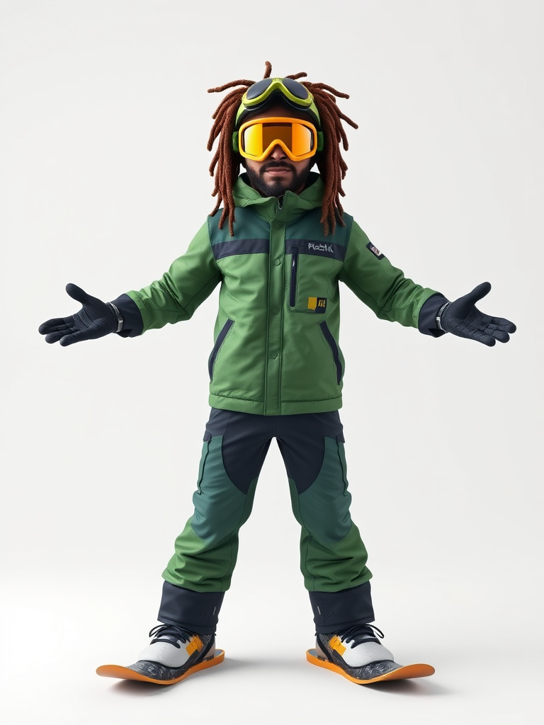 Snowboarder Character Rigged and Animated in Winter Gear Low-poly 3D model_2