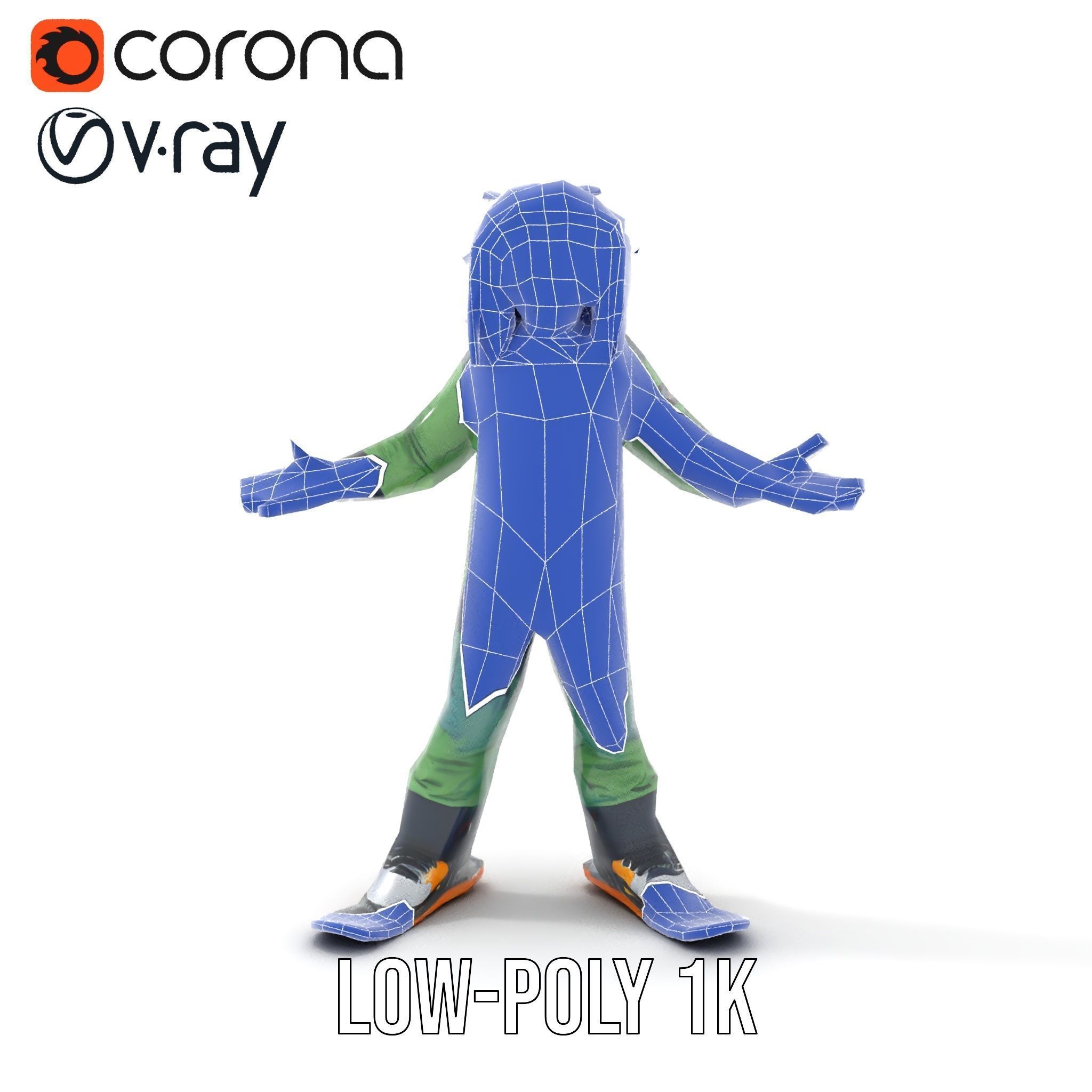 Snowboarder Character Rigged and Animated in Winter Gear Low-poly 3D model_22