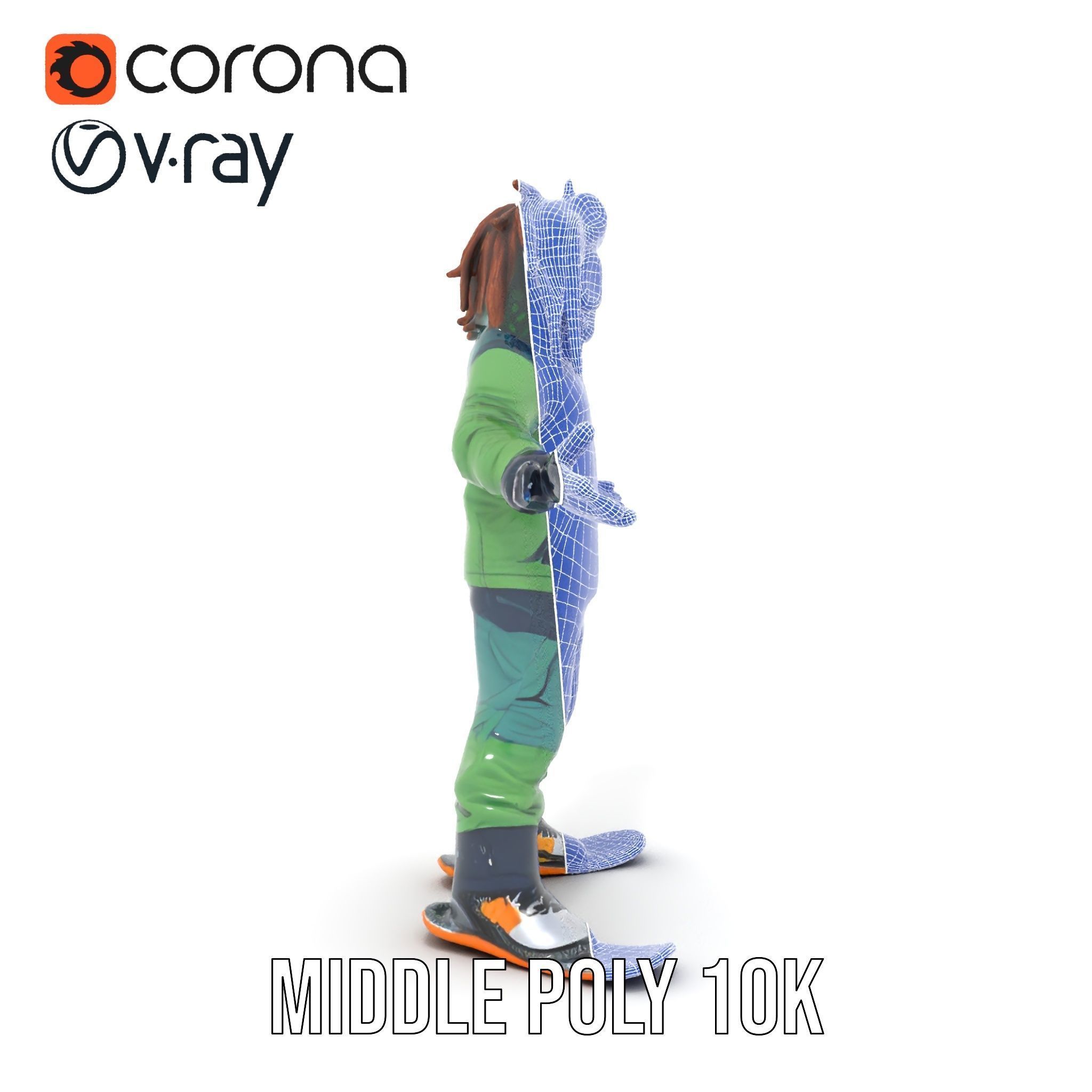 Snowboarder Character Rigged and Animated in Winter Gear Low-poly 3D model_18