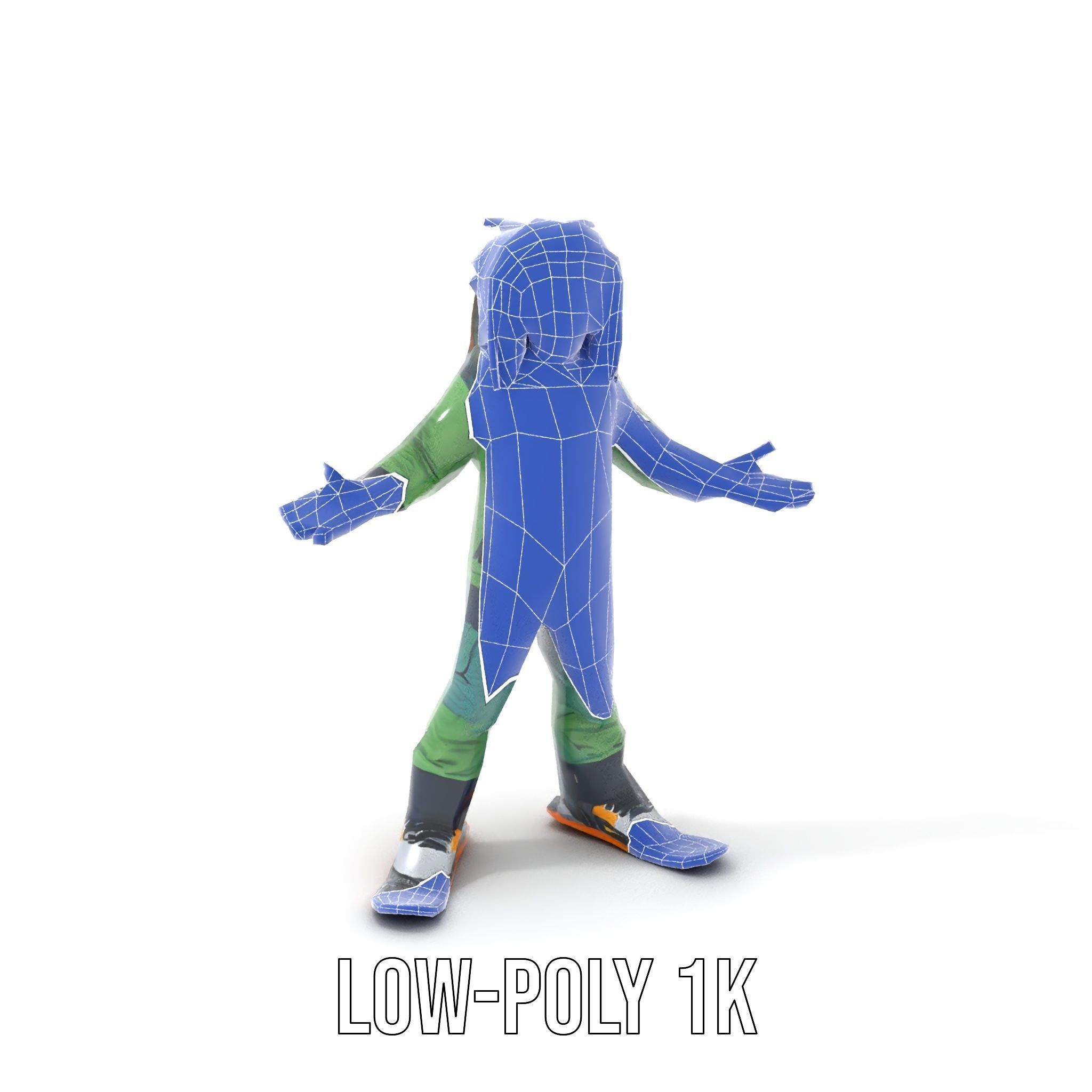Snowboarder Character Rigged and Animated in Winter Gear Low-poly 3D model_8