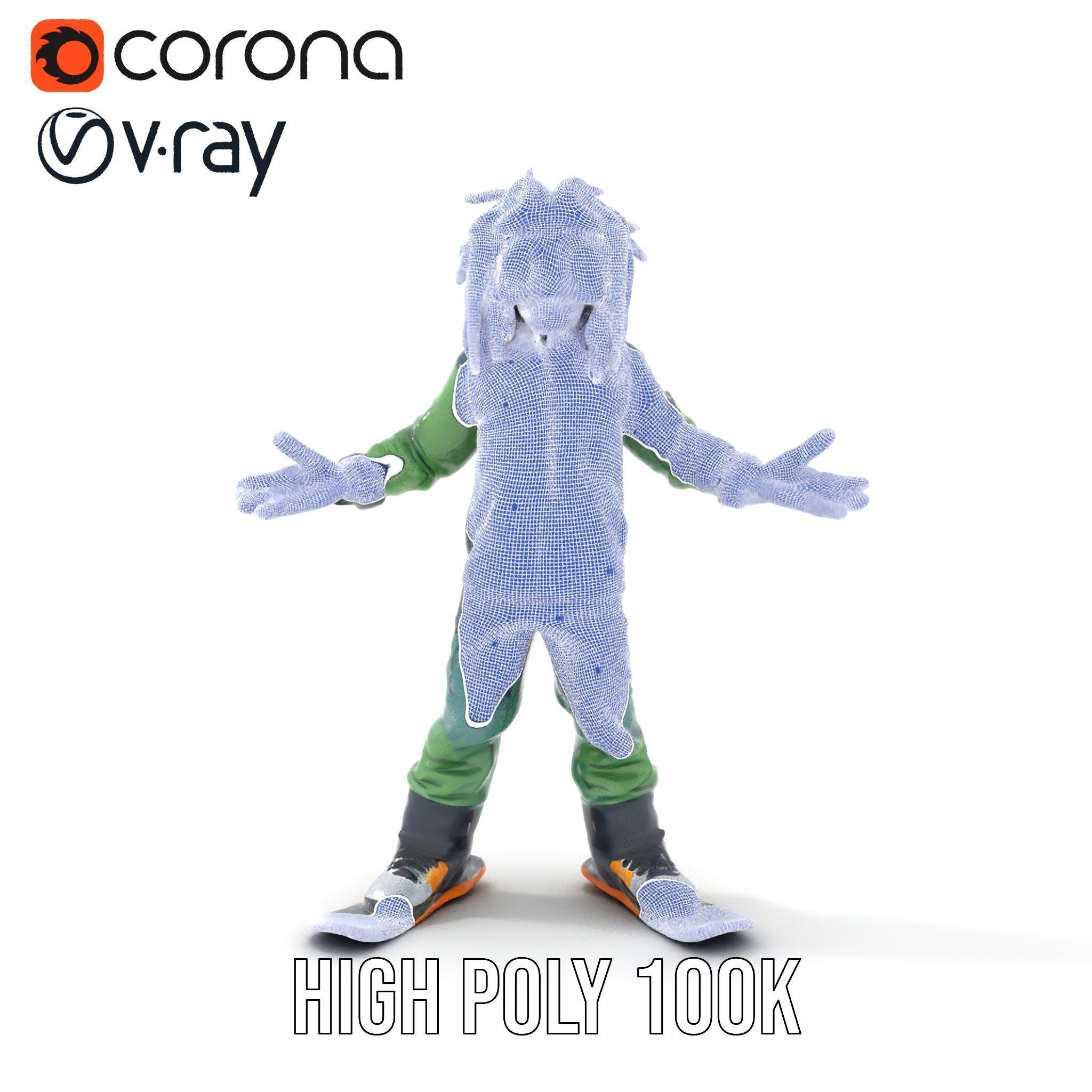 Snowboarder Character Rigged and Animated in Winter Gear Low-poly 3D model_34