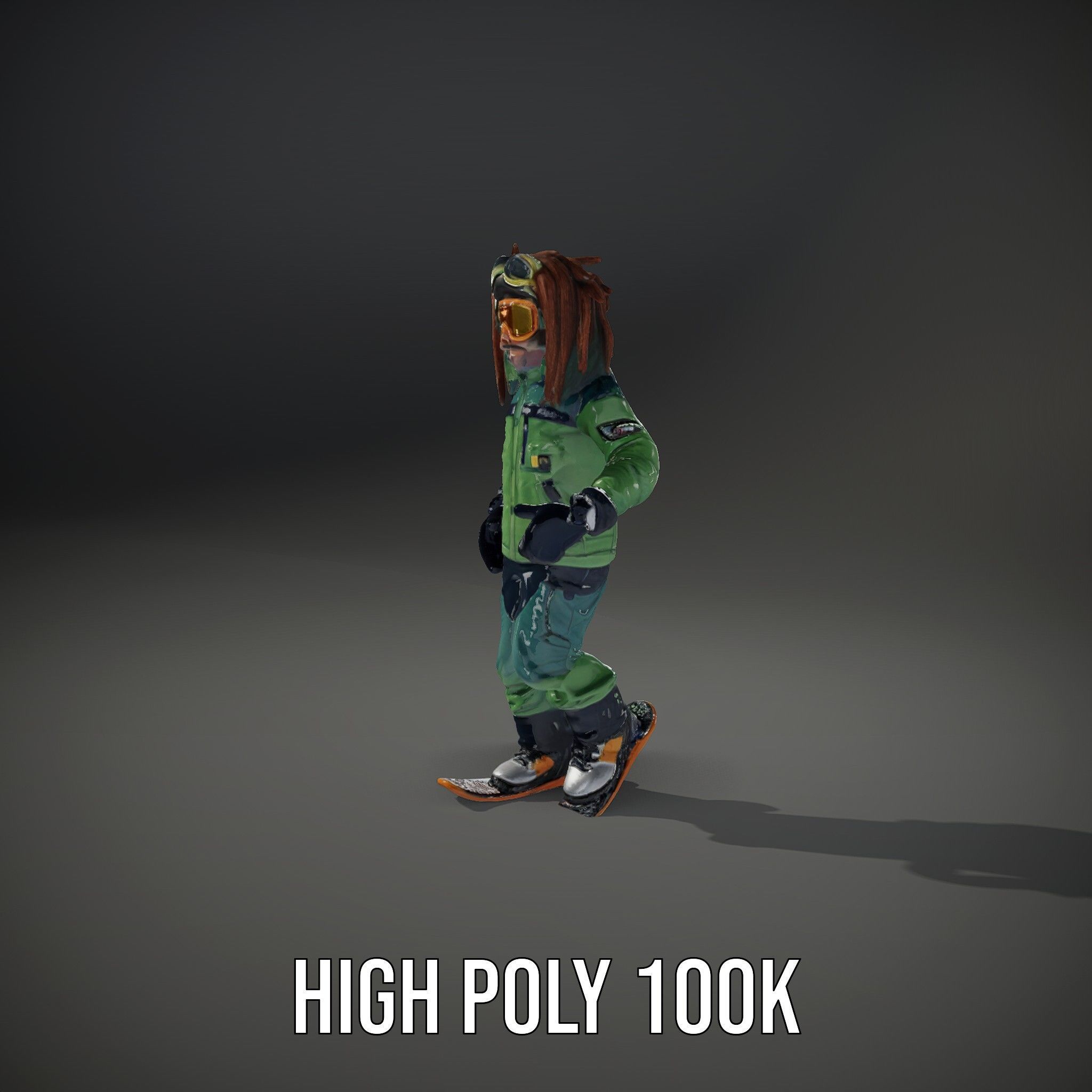 Snowboarder Character Rigged and Animated in Winter Gear Low-poly 3D model_17