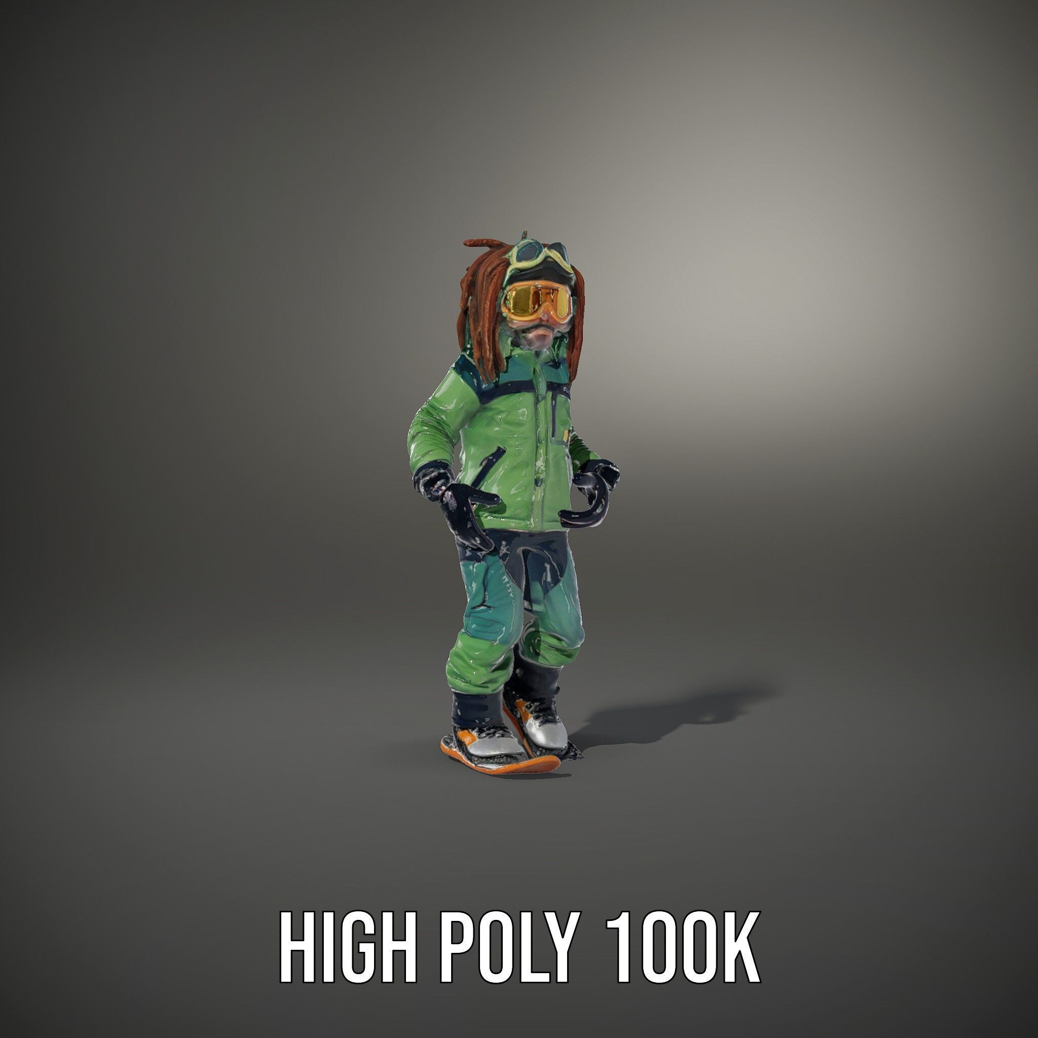 Snowboarder Character Rigged and Animated in Winter Gear Low-poly 3D model_20