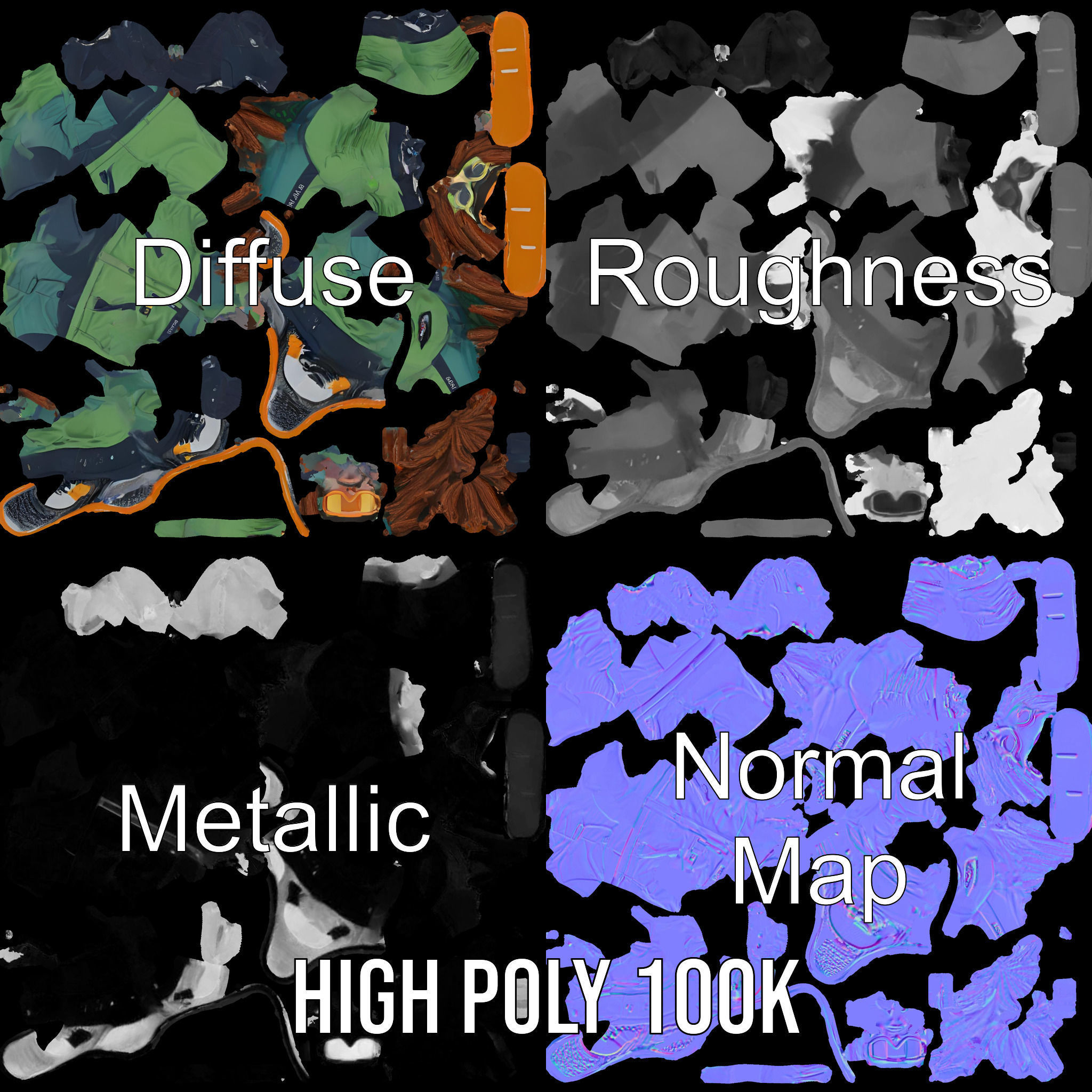 Snowboarder Character Rigged and Animated in Winter Gear Low-poly 3D model_3