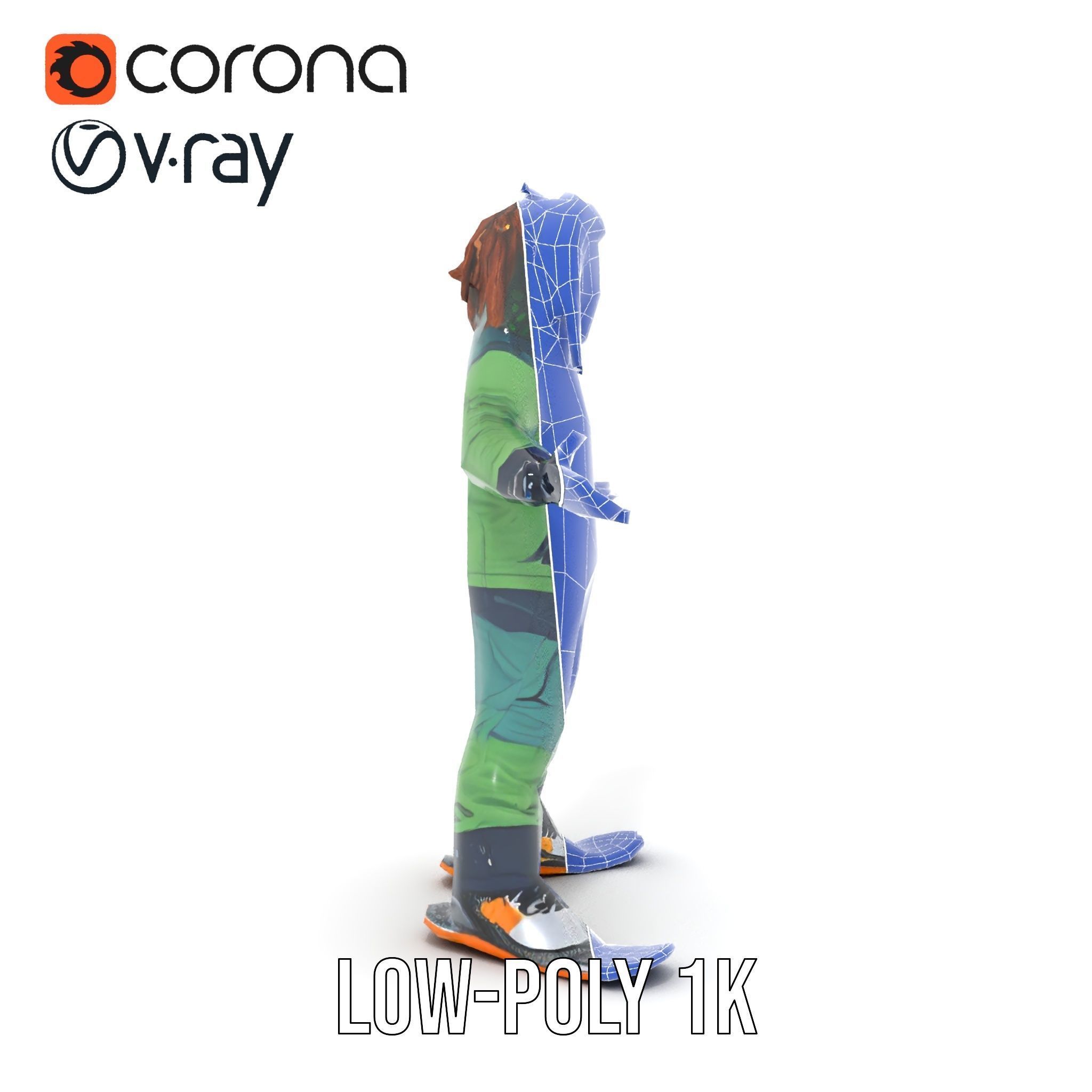 Snowboarder Character Rigged and Animated in Winter Gear Low-poly 3D model_31