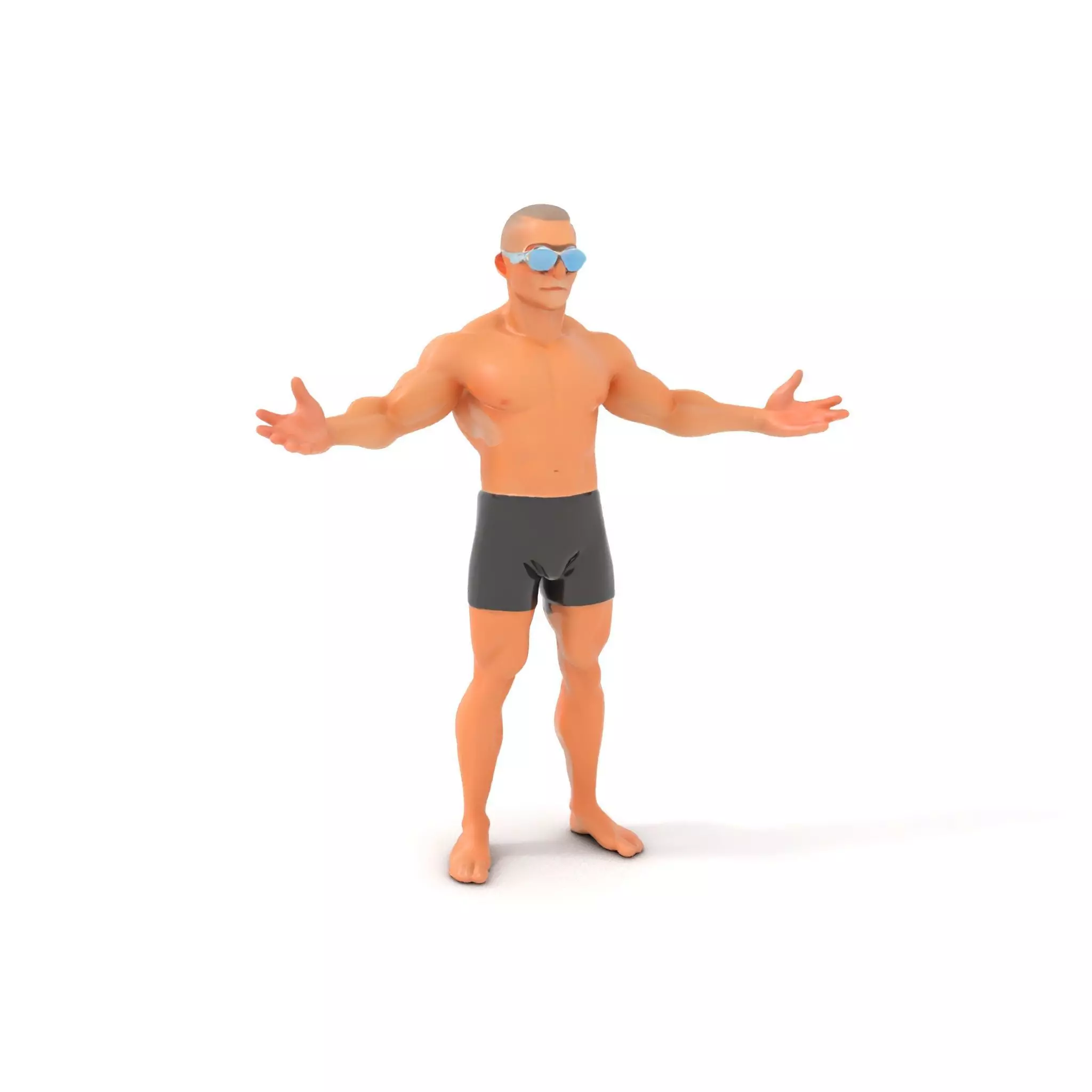 Athletic Swimmer Character Model Rigged and Animated Low-poly 3D model