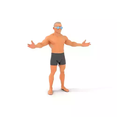 Athletic Swimmer Character Model Rigged and Animated