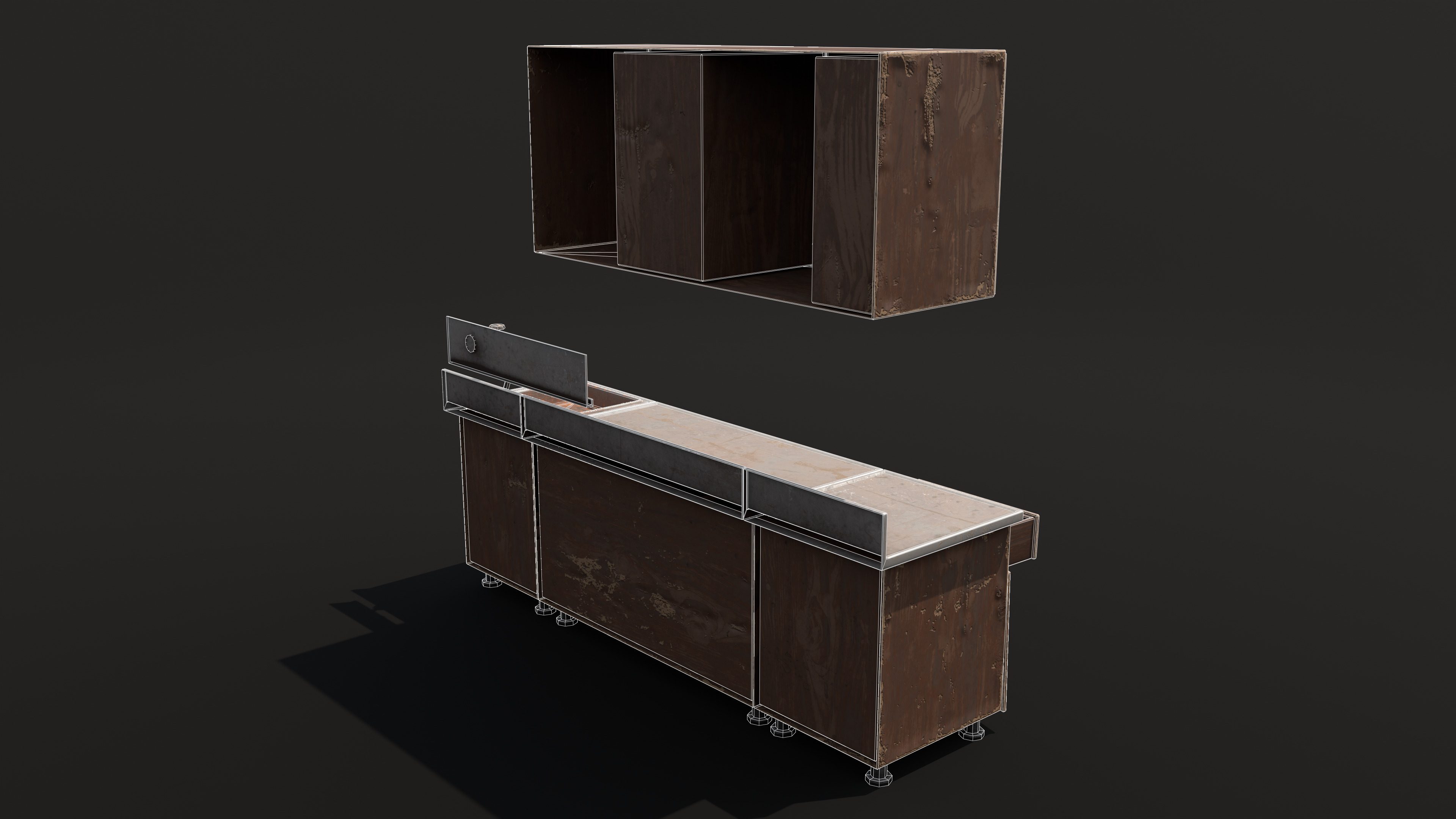 Old kitchen Low-poly 3D model_8