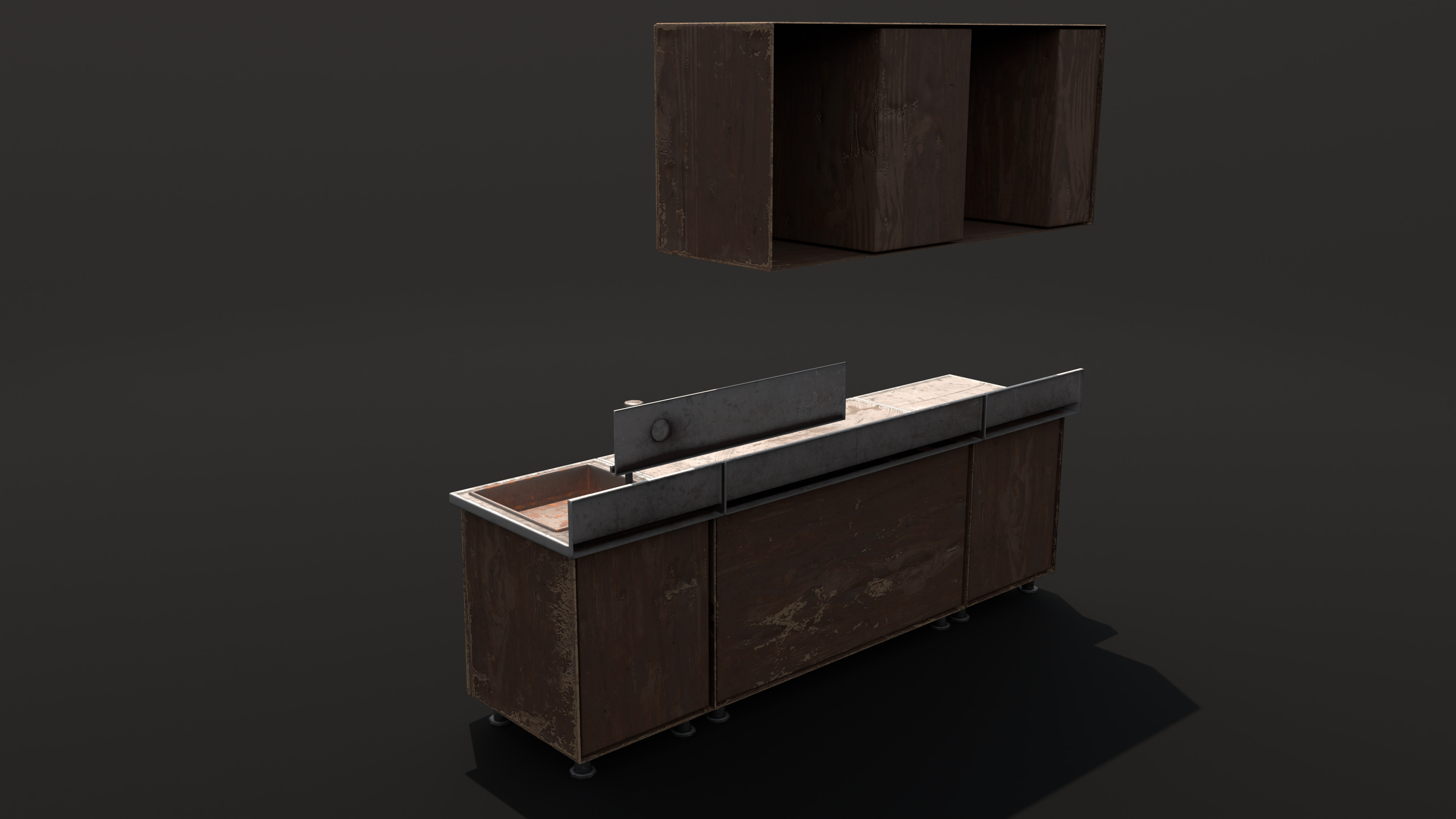 Old kitchen Low-poly 3D model_9