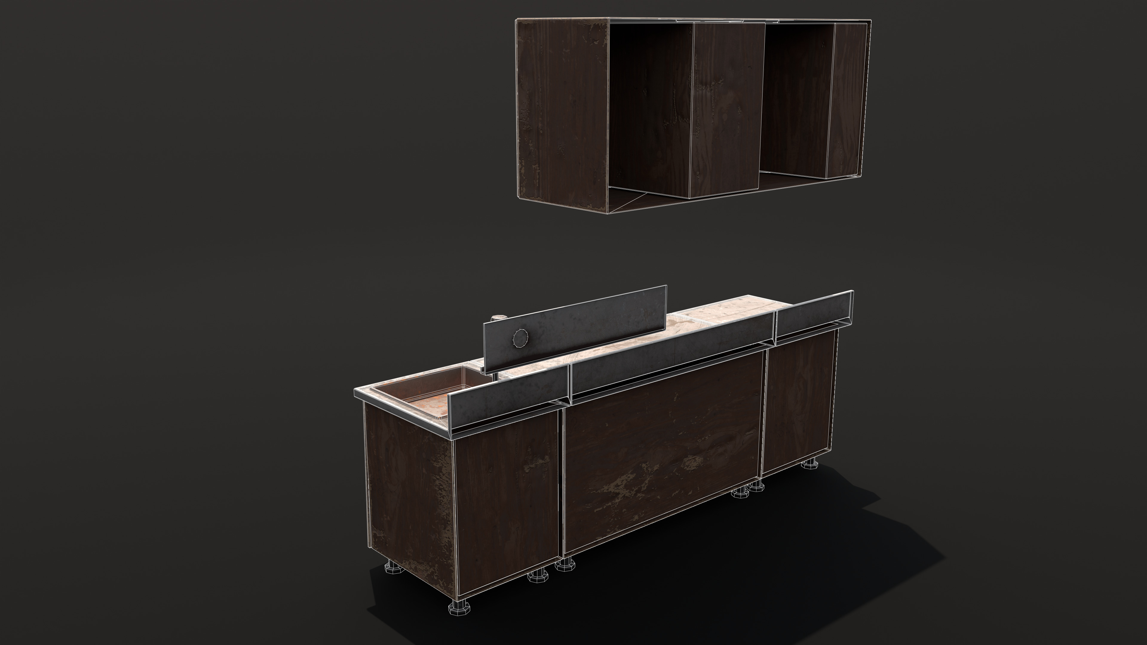 Old kitchen Low-poly 3D model_10