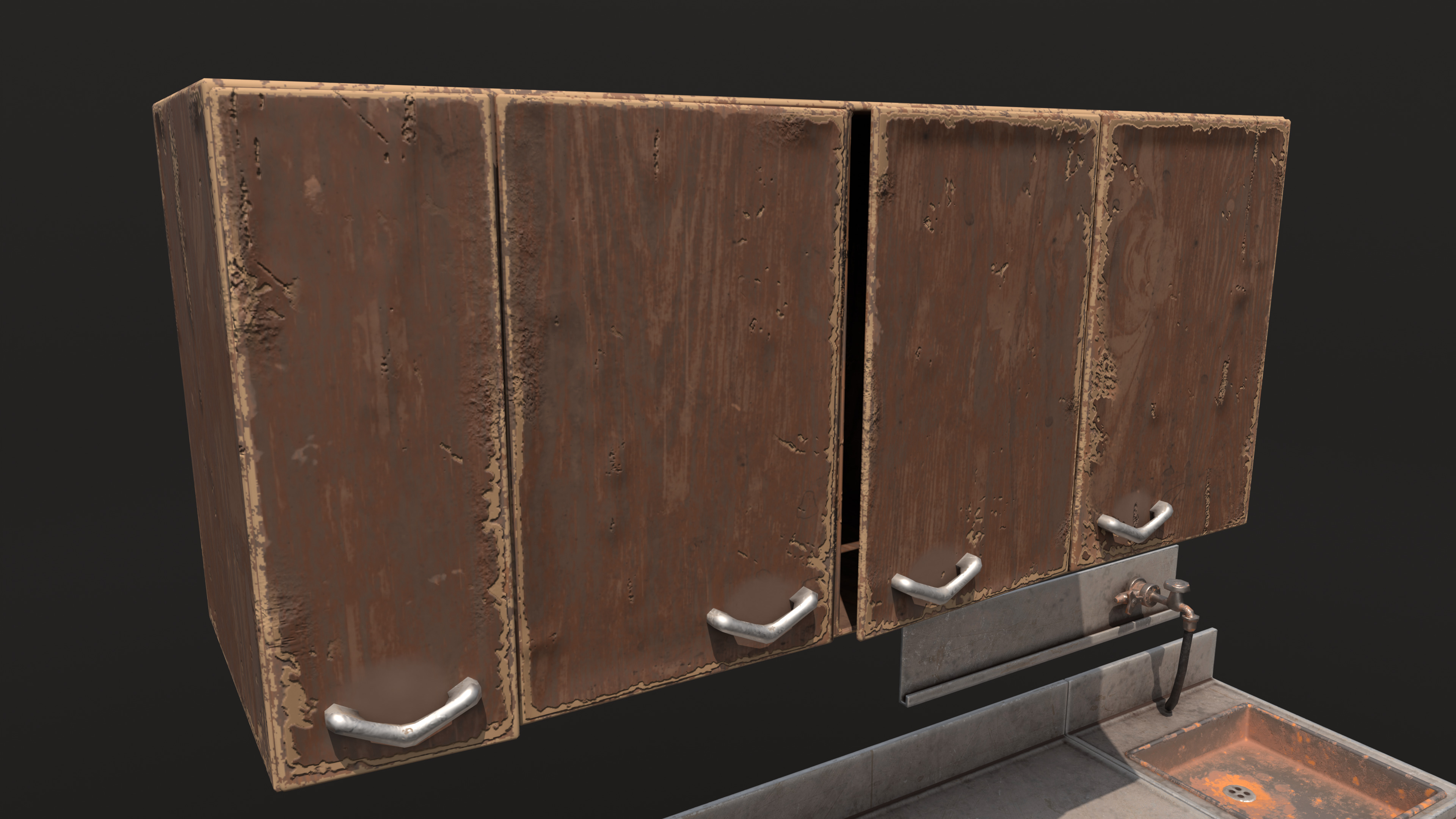 Old kitchen Low-poly 3D model_13