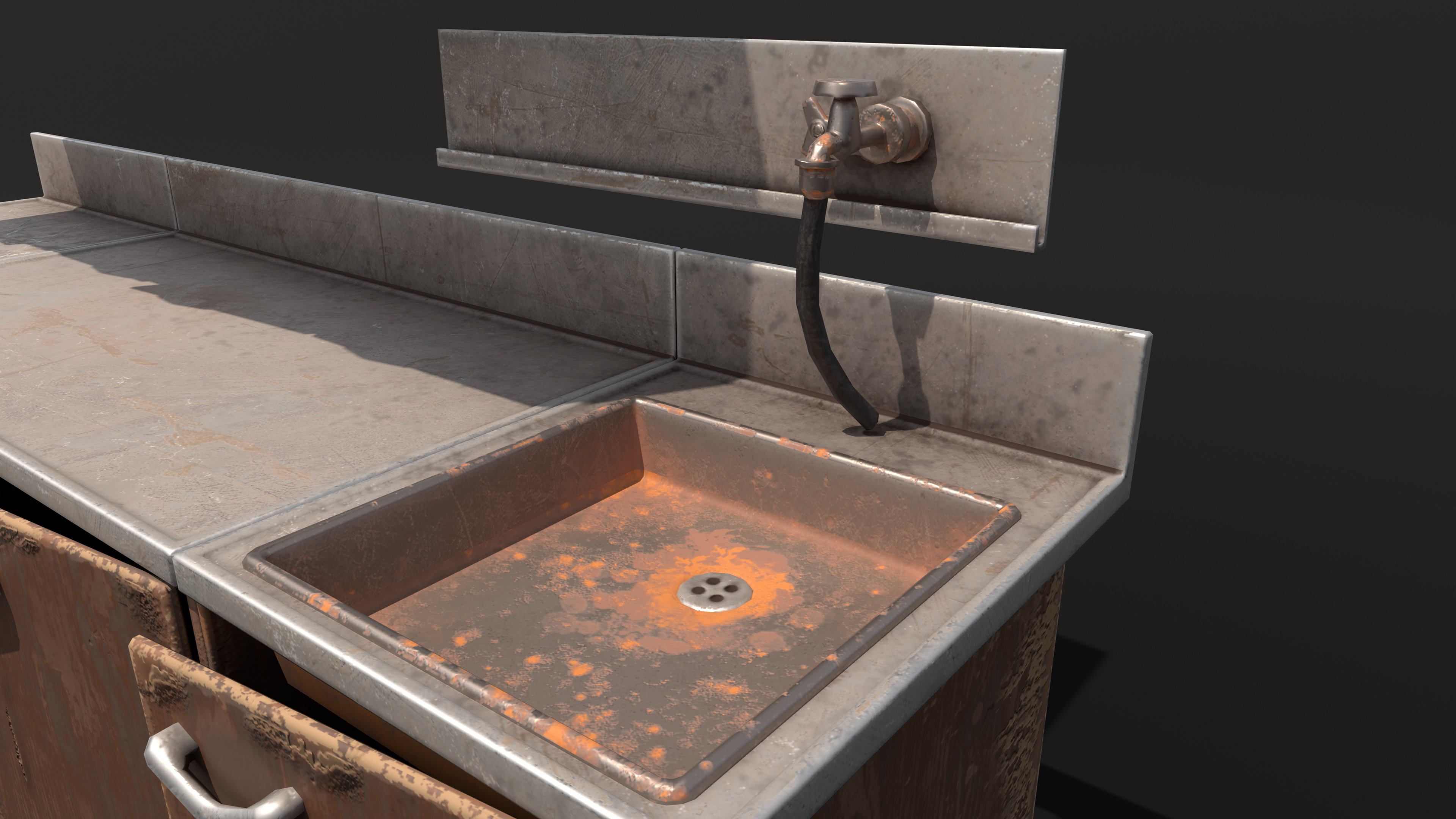 Old kitchen Low-poly 3D model_12