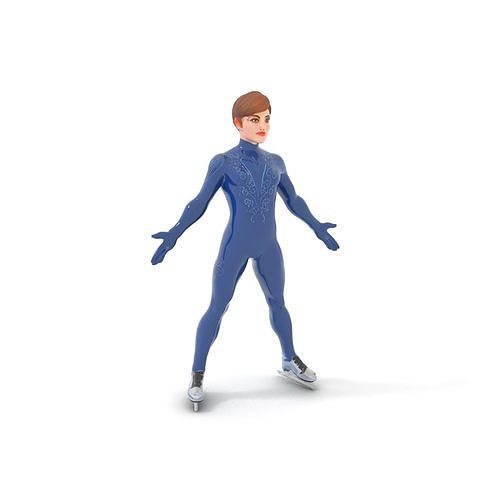 Elegant Ice Skater Character Model  Rigged and Animated Low-poly 3D model