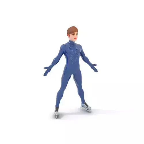 Elegant Ice Skater Character Model  Rigged and Animated