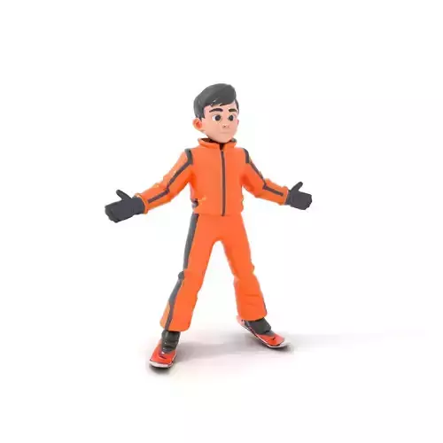 Orange Snowboarder Teen Rigged and Animated D Character Model