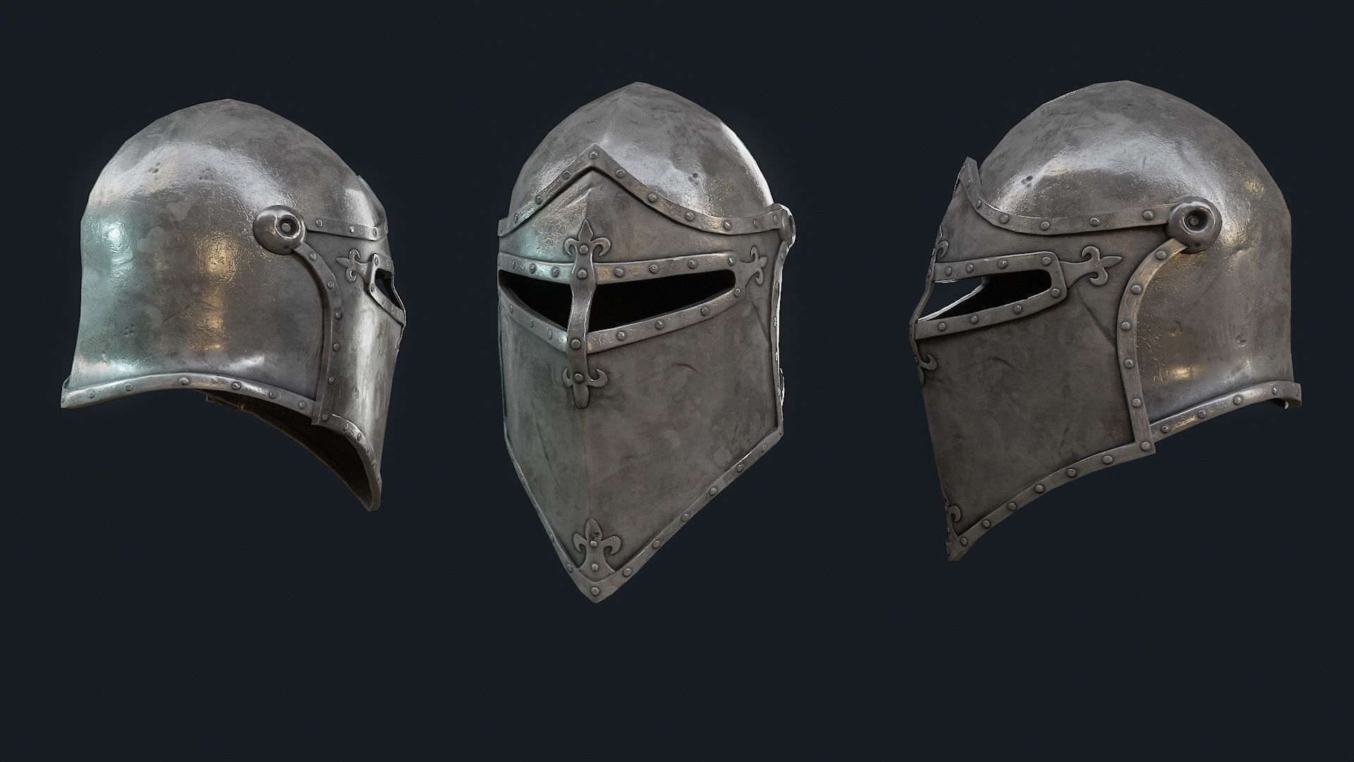  Iron Helmet 8 Low-poly 3D model_1