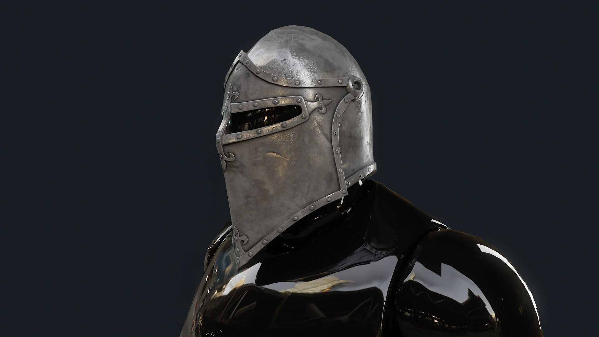  Iron Helmet 8 Low-poly 3D model_7