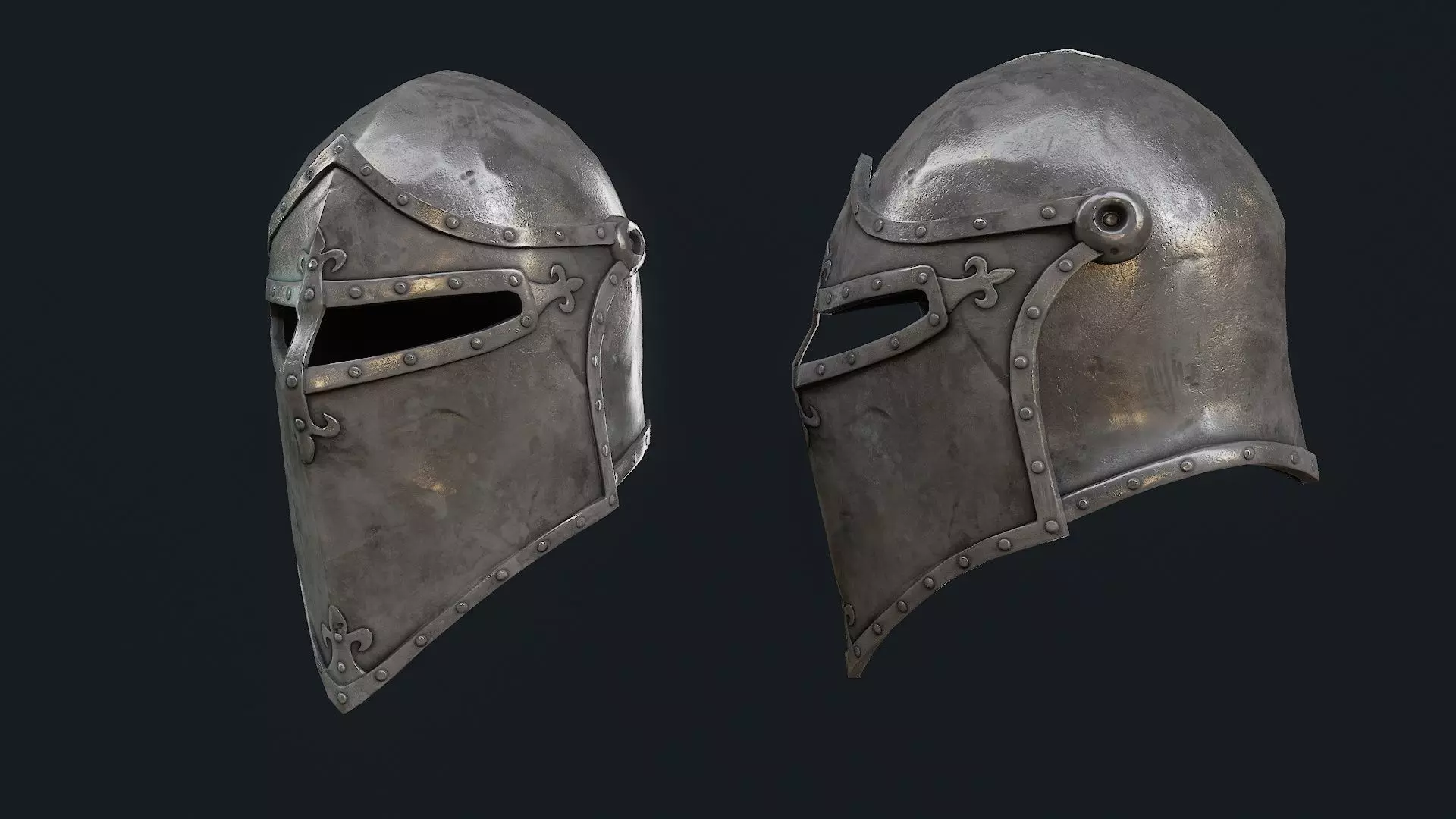  Iron Helmet 8 Low-poly 3D model_0