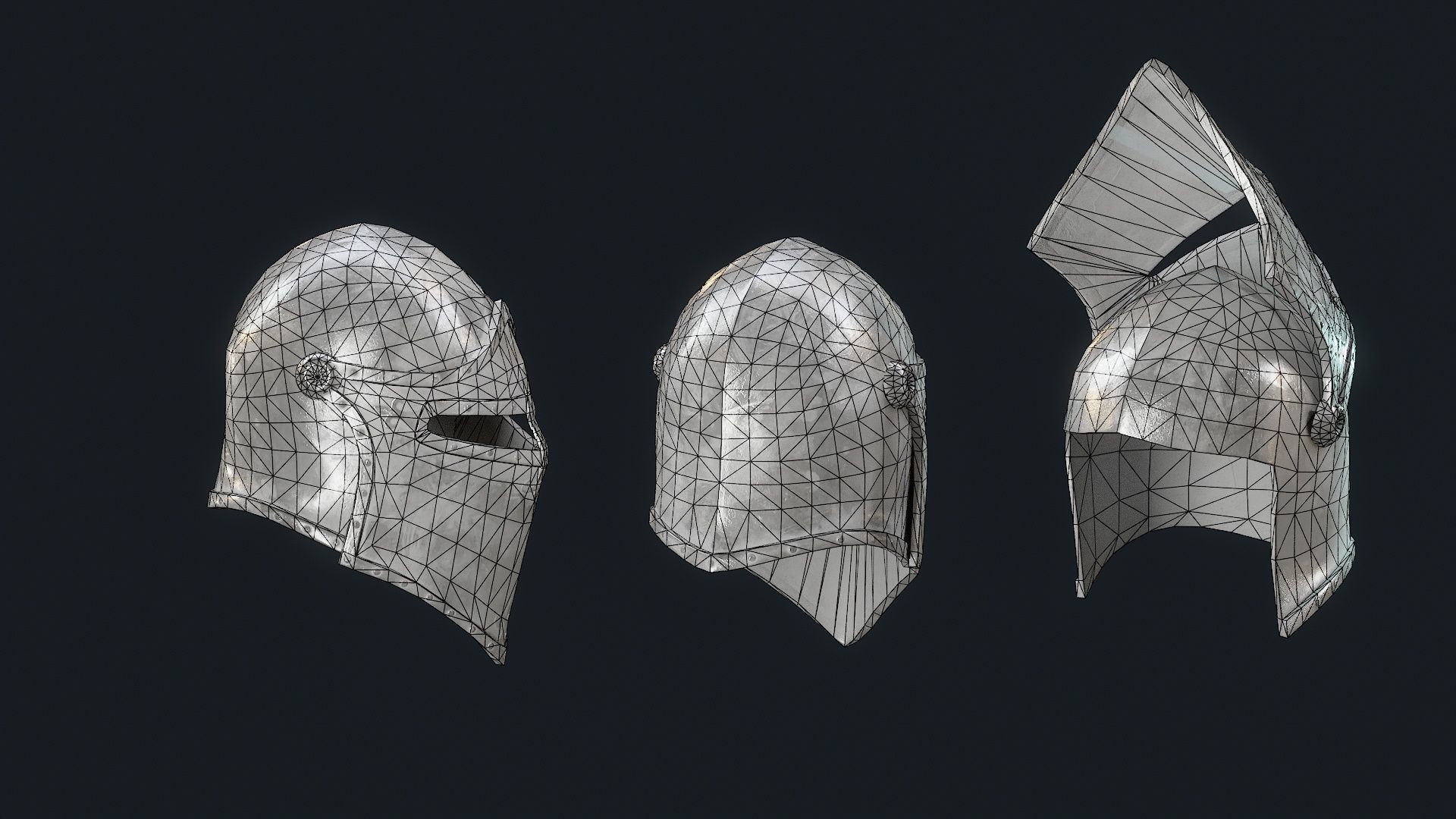  Iron Helmet 8 Low-poly 3D model_9