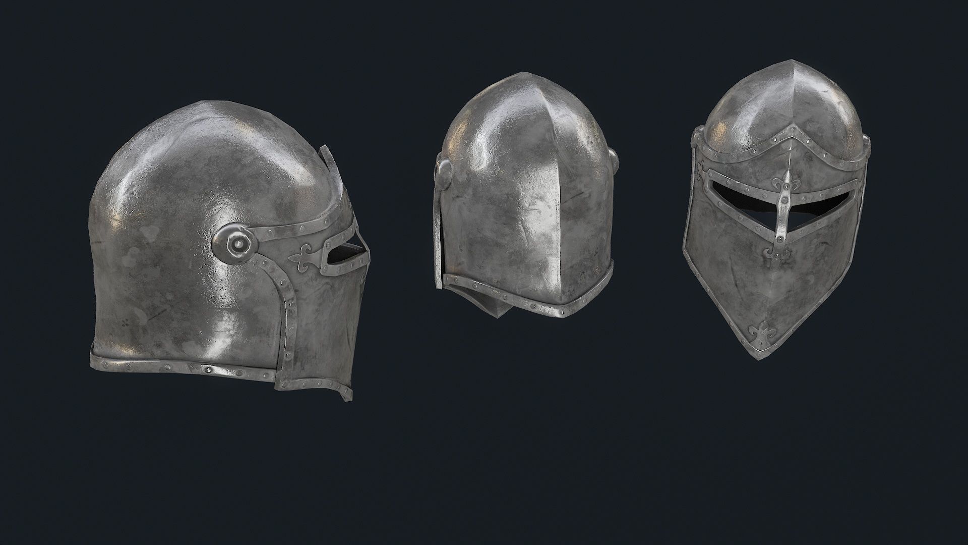 Iron Helmet 8 Low-poly 3D model_3