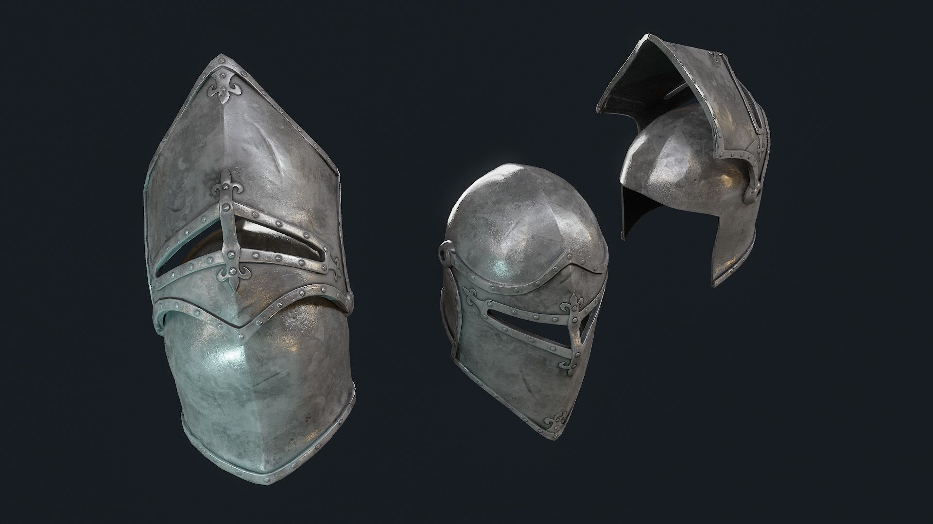 Iron Helmet 8 Low-poly 3D model_6