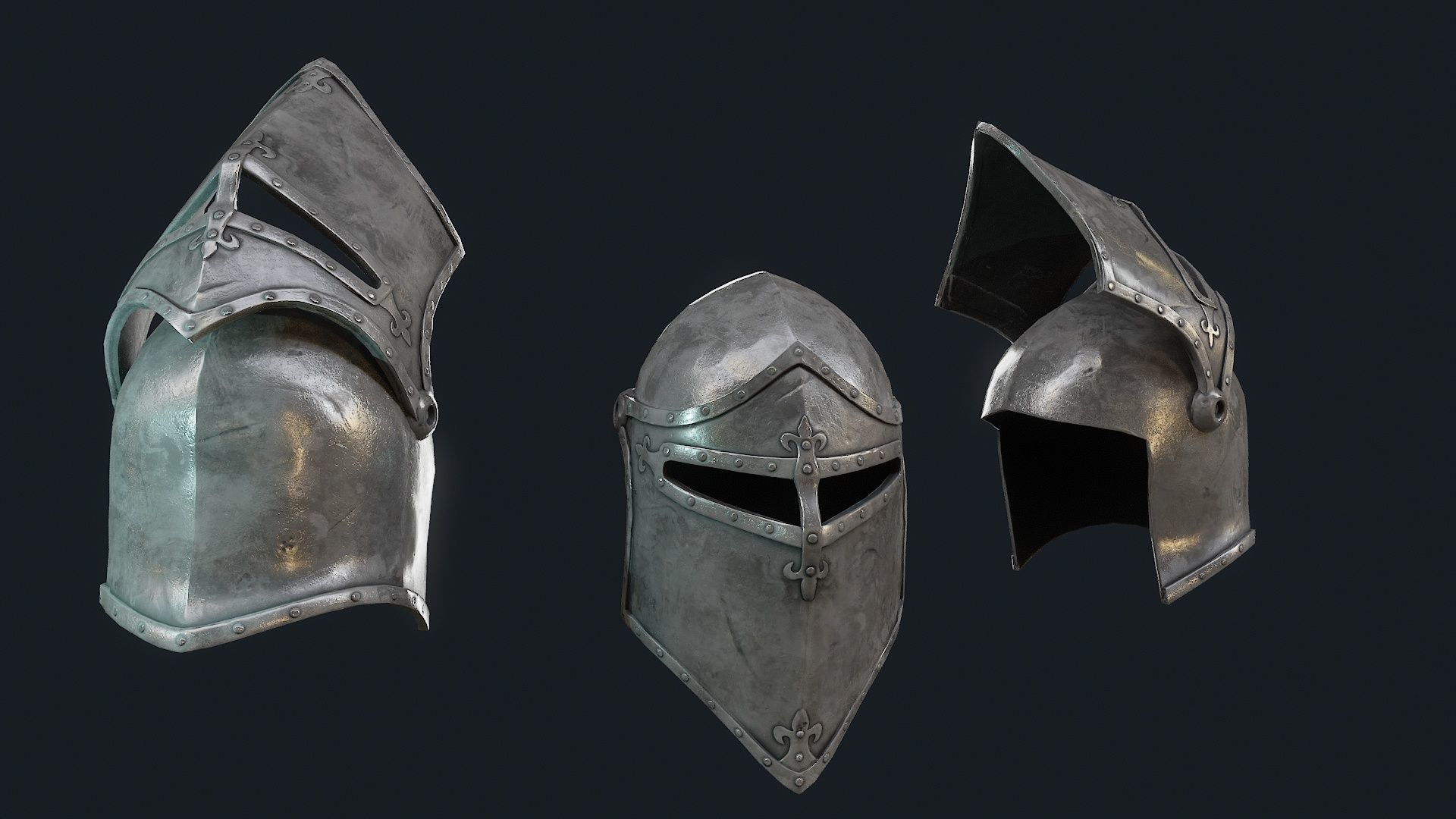  Iron Helmet 8 Low-poly 3D model_5