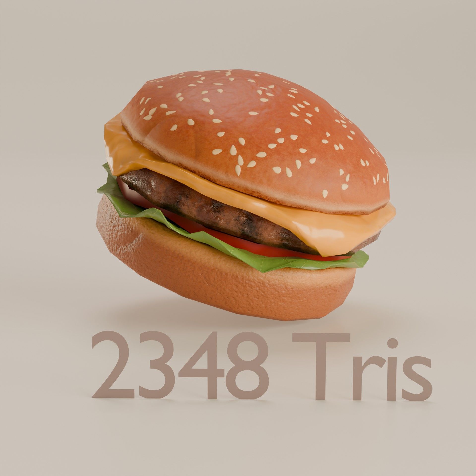 Hamburger 3D Model Game Ready with LODs PBR Textures Low-poly 3D model_13