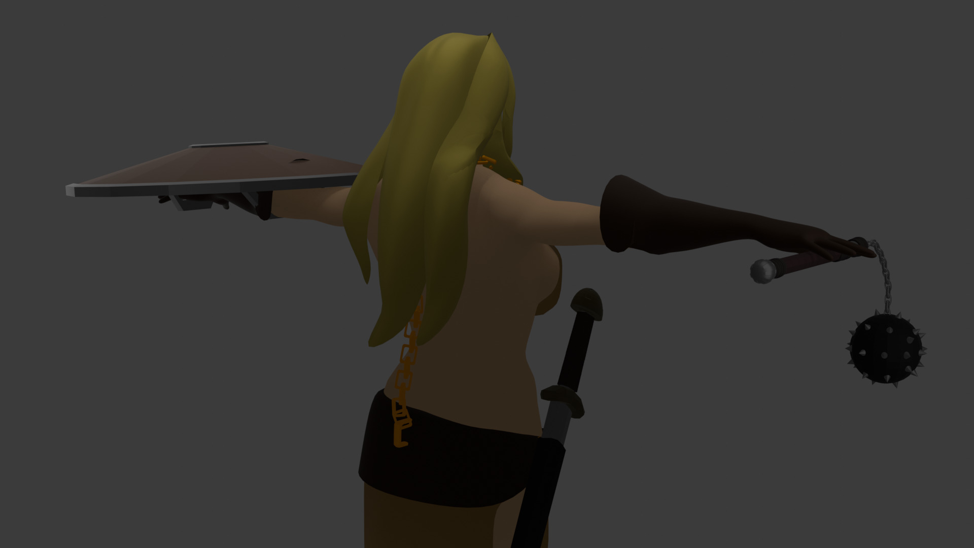 Barbarian Female 3D model_9