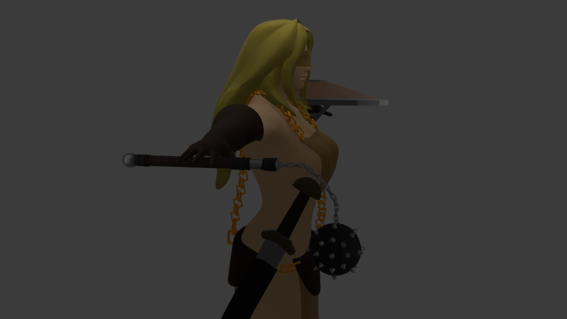 Barbarian Female 3D model_2