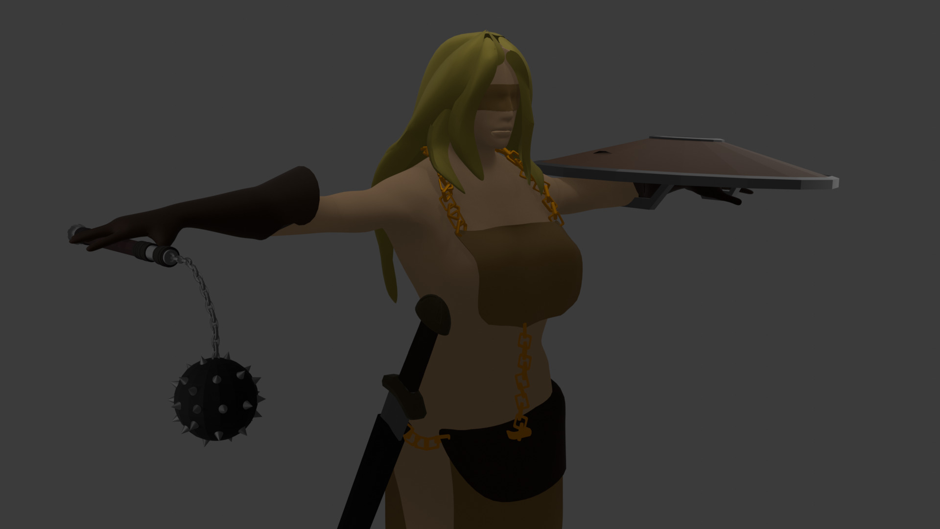 Barbarian Female 3D model_6