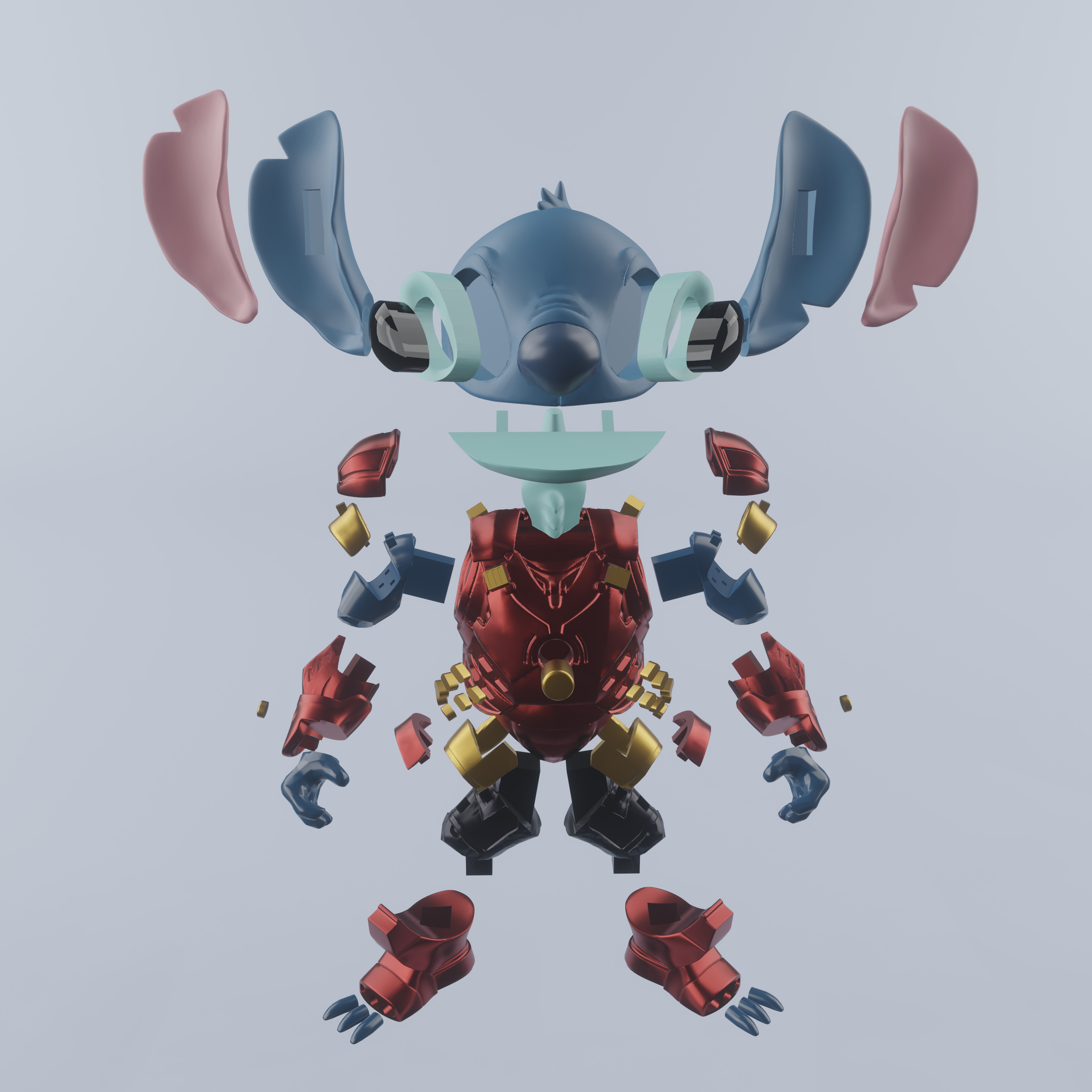 Stitch Iron Man  Easy 3D Print Fan Art   MULTIPARTS 3D print model_9