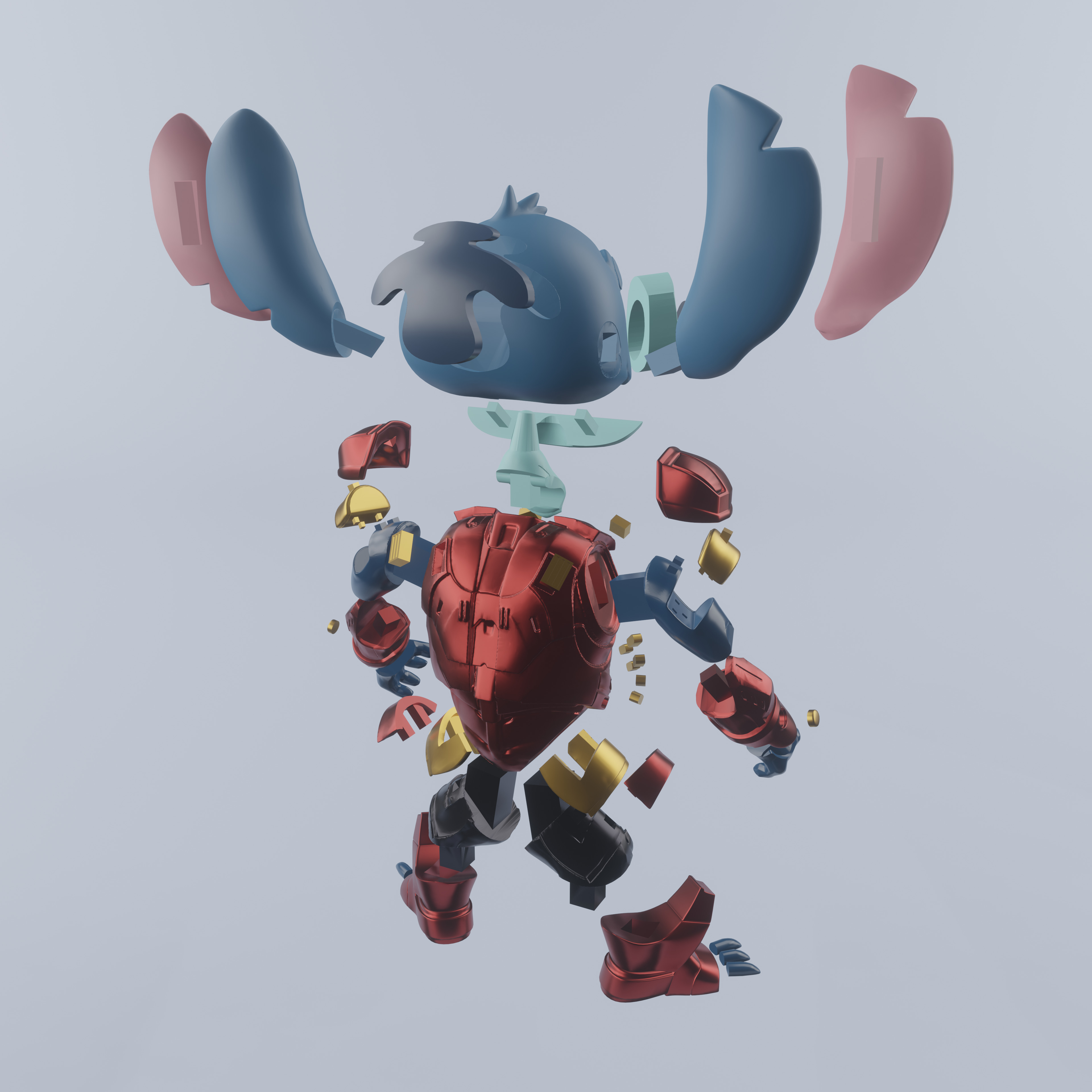 Stitch Iron Man  Easy 3D Print Fan Art   MULTIPARTS 3D print model_8