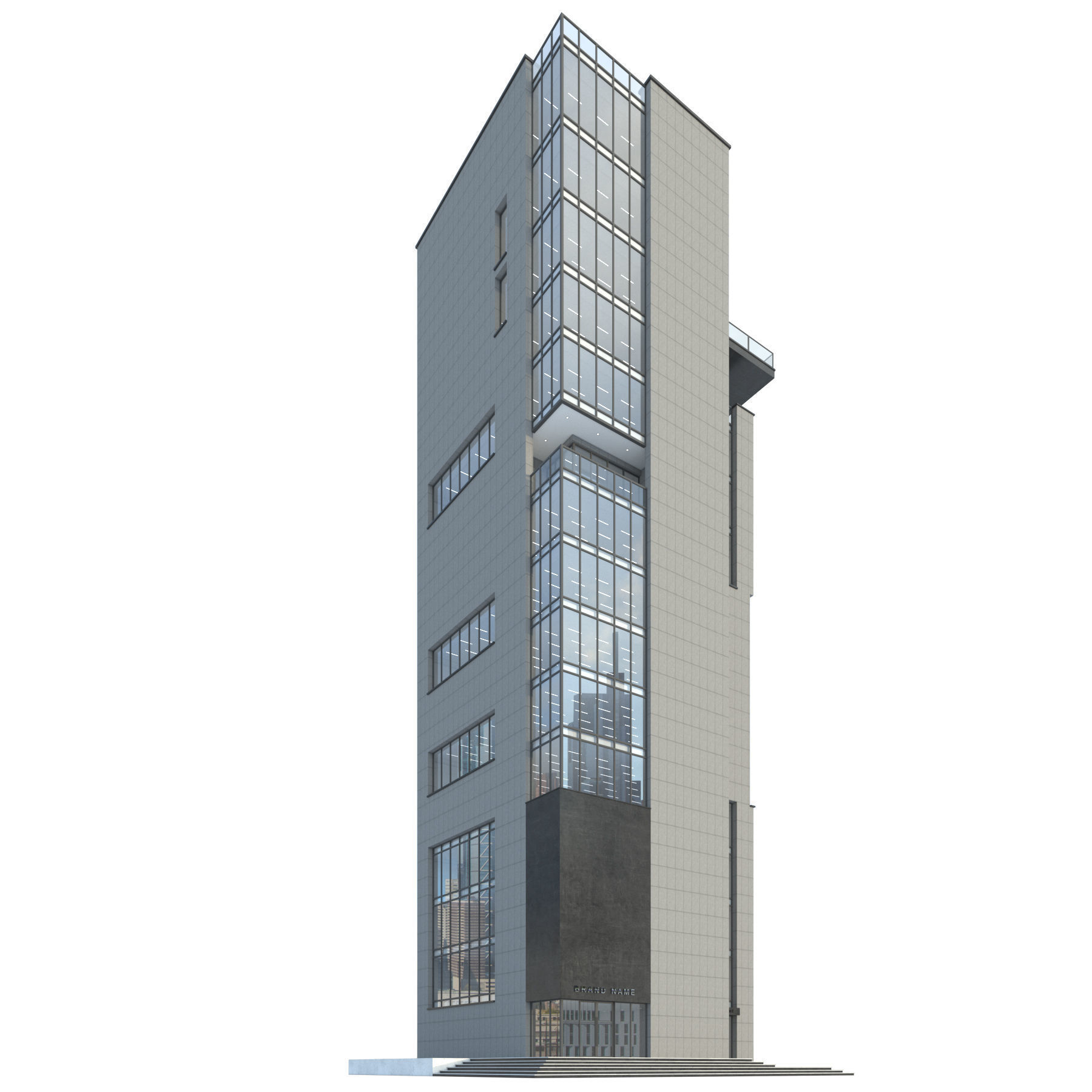 High-rise office building No 11 Low-poly 3D model_1