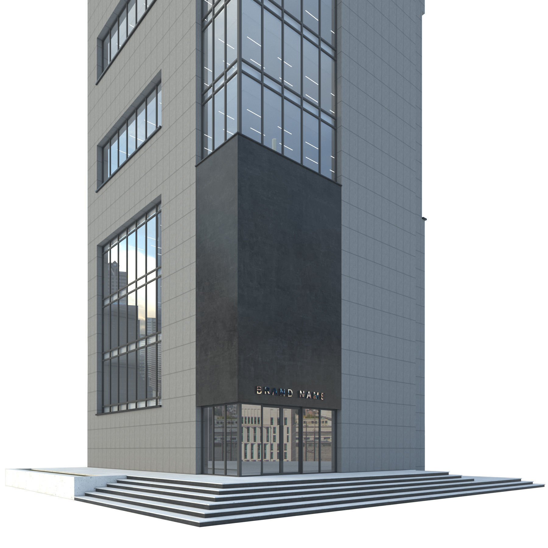 High-rise office building No 11 Low-poly 3D model_6