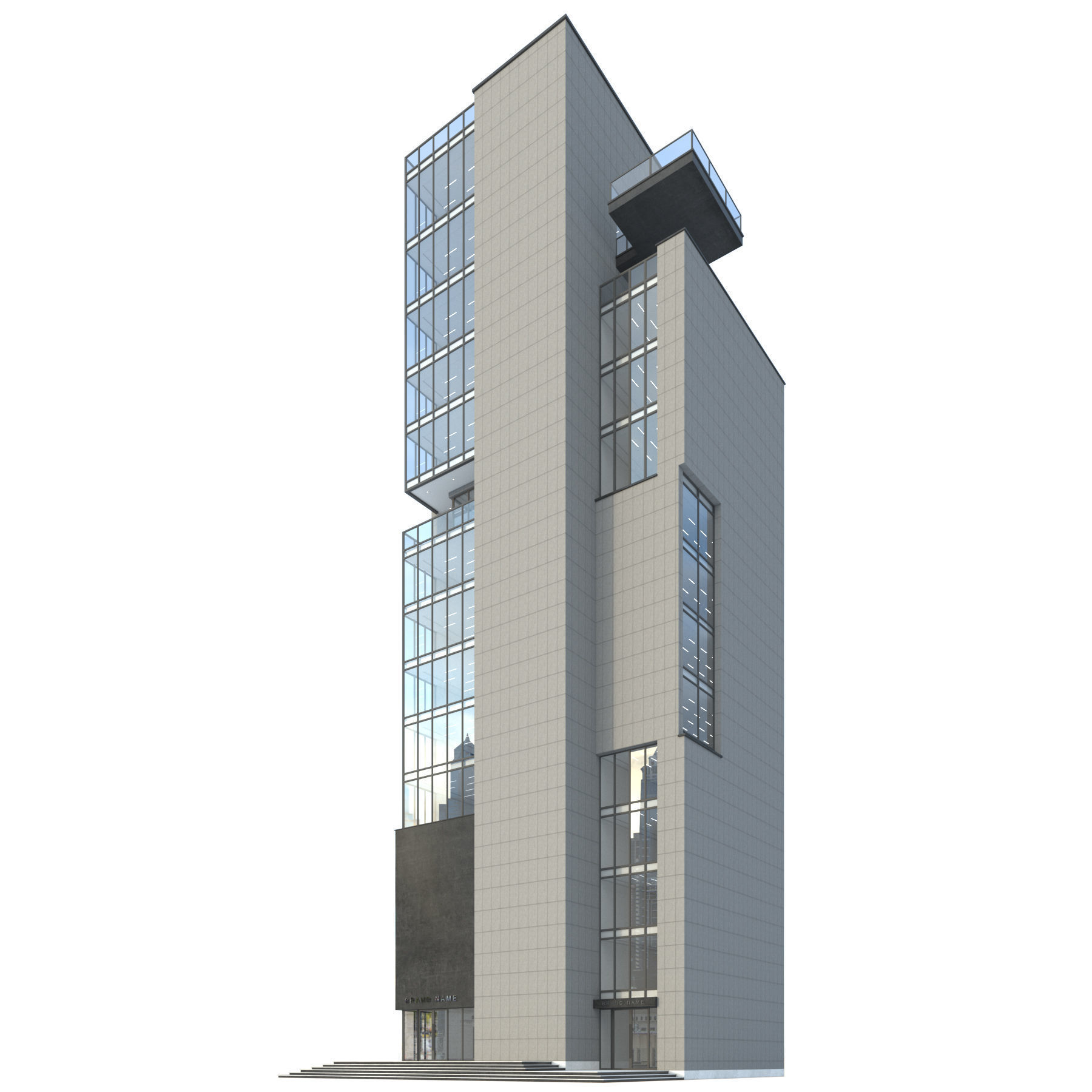 High-rise office building No 11 Low-poly 3D model_4