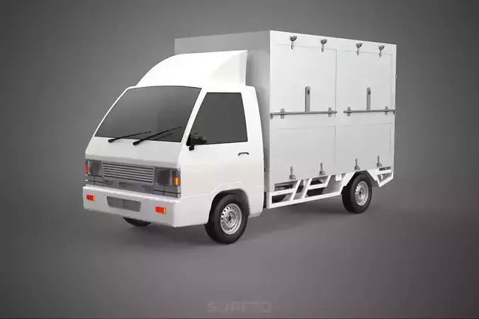 COMPACT WHITE BOX CARGO DELIVERY TRUCK URBAN REGIONAL DELIVERIES 3D model