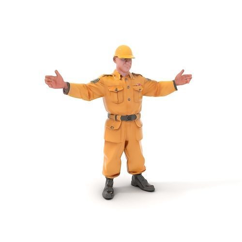 Rigged and Animated Construction Worker Character Model Low-poly 3D model