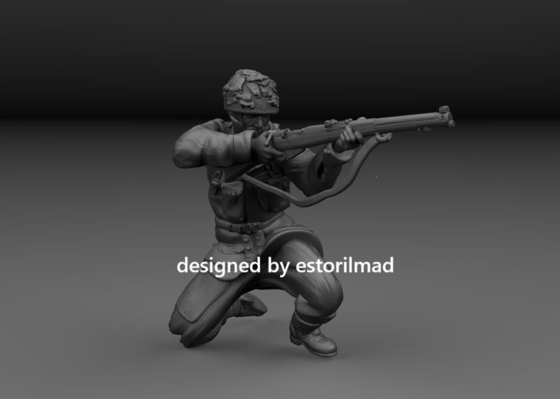 WW2 BRITISH RED DEVIL PARATROOPER IN ACCION ARNHEM v4 3D print model_1