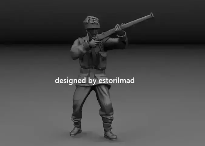 WW2 BRITISH RED DEVIL PARATROOPER IN ACCION ARNHEM v3 3D print model