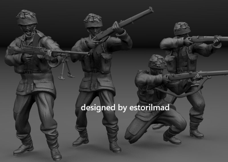 WW2 PACK 4 BRITISH RED DEVIL PARATROOPER IN ACCION ARNHEM 3D print model_2