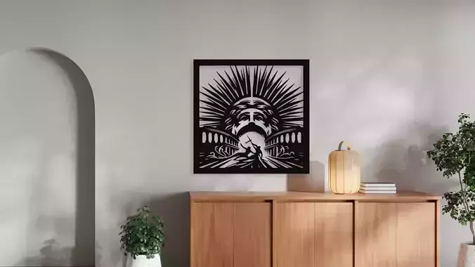 Sun God Rise Above Ancient Battle Scene Wall Decor
